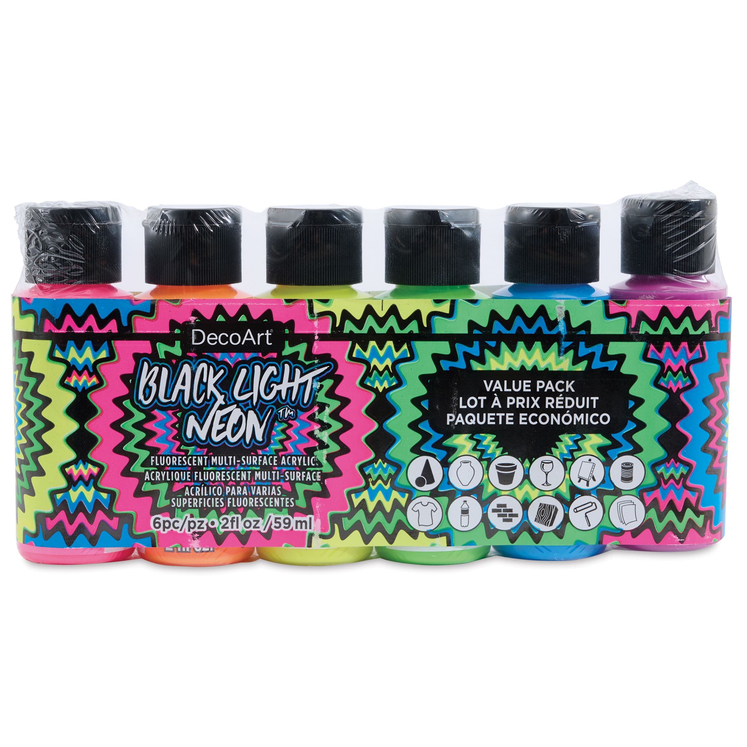 DecoArt Black Light Neon Acrylic Paint Set