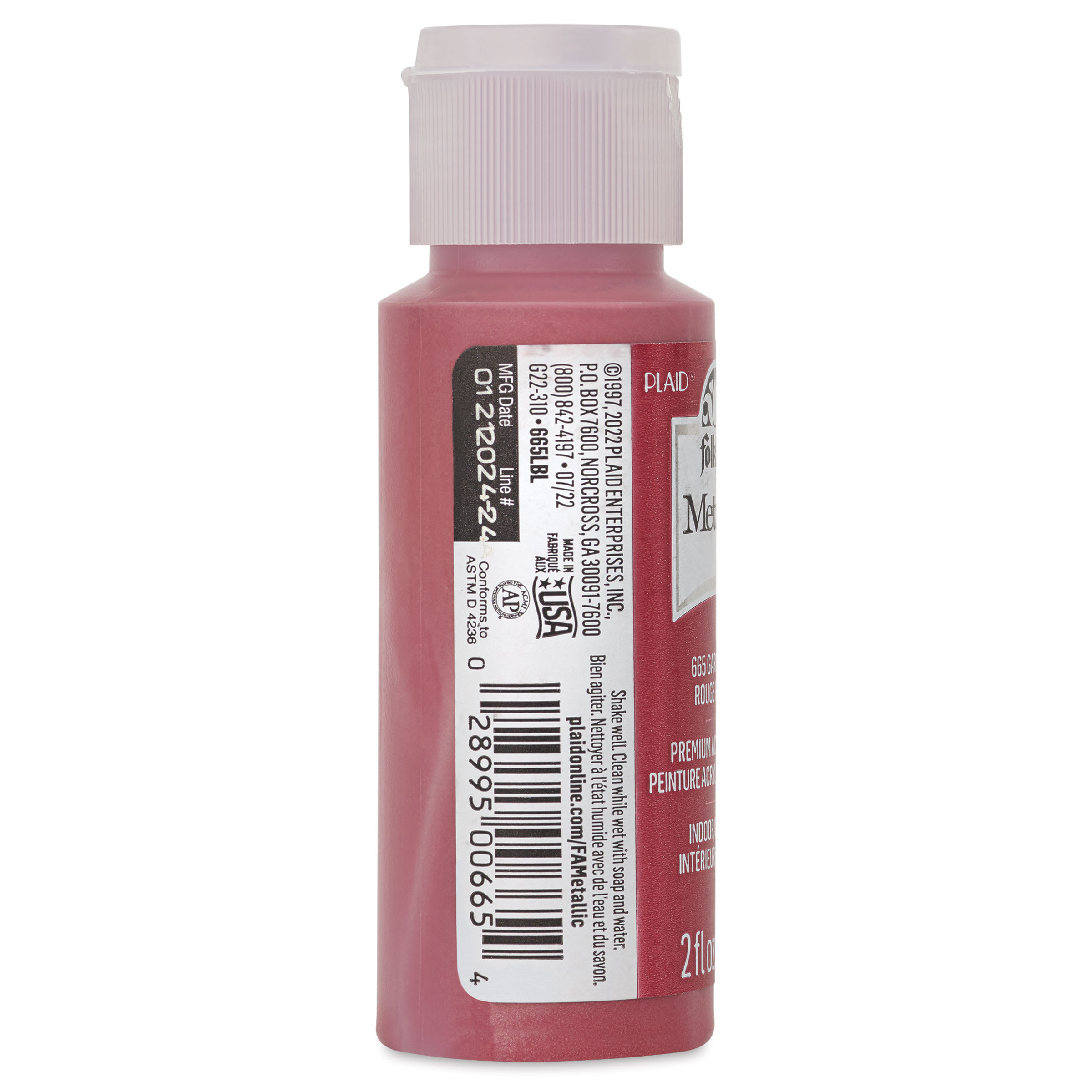 FolkArt Metallic Acrylic Paint - Garnet Red, 59 ml | BLICK Art