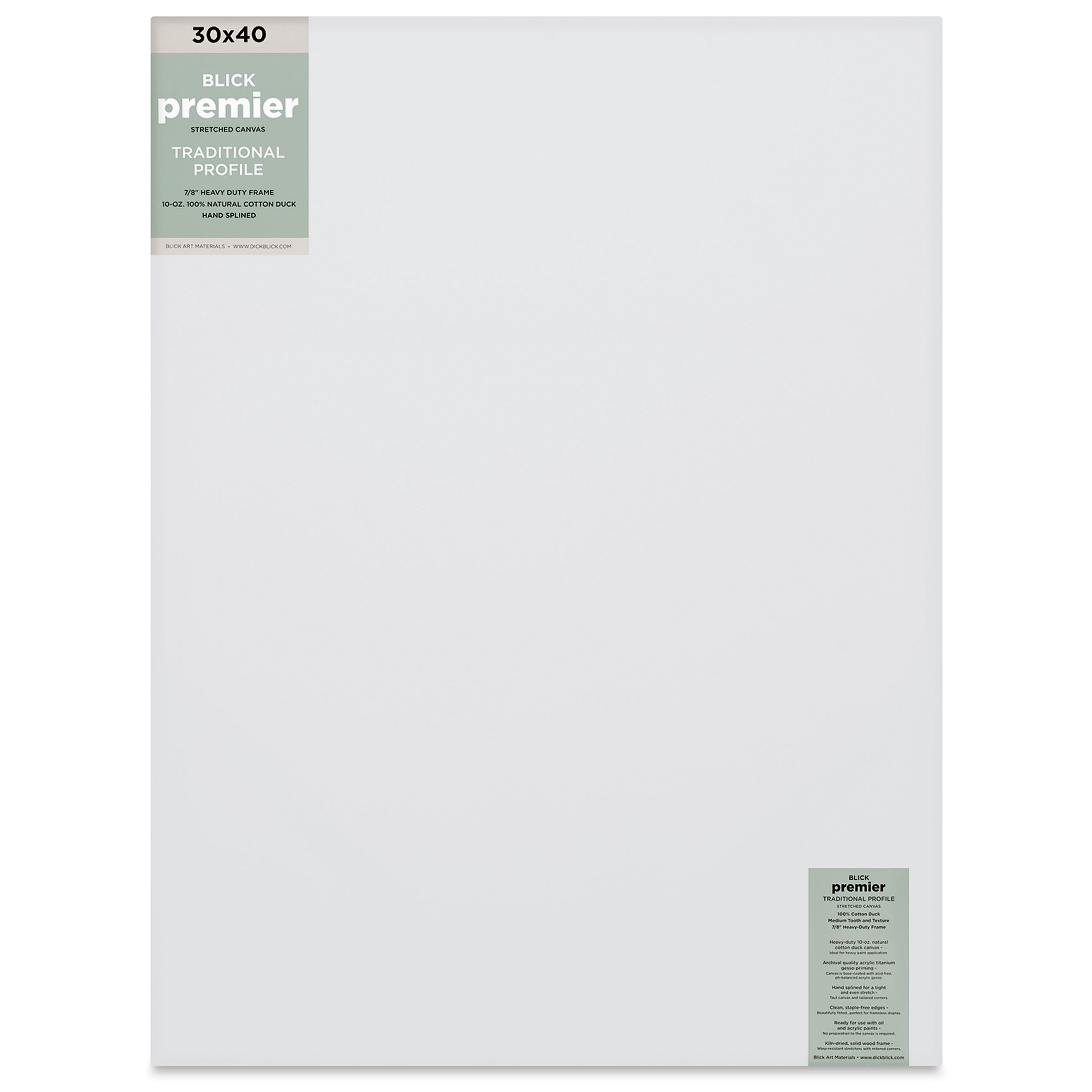 Blick Premier Stretched Cotton Canvas - Traditional Profile, Splined, 30" x 40"
