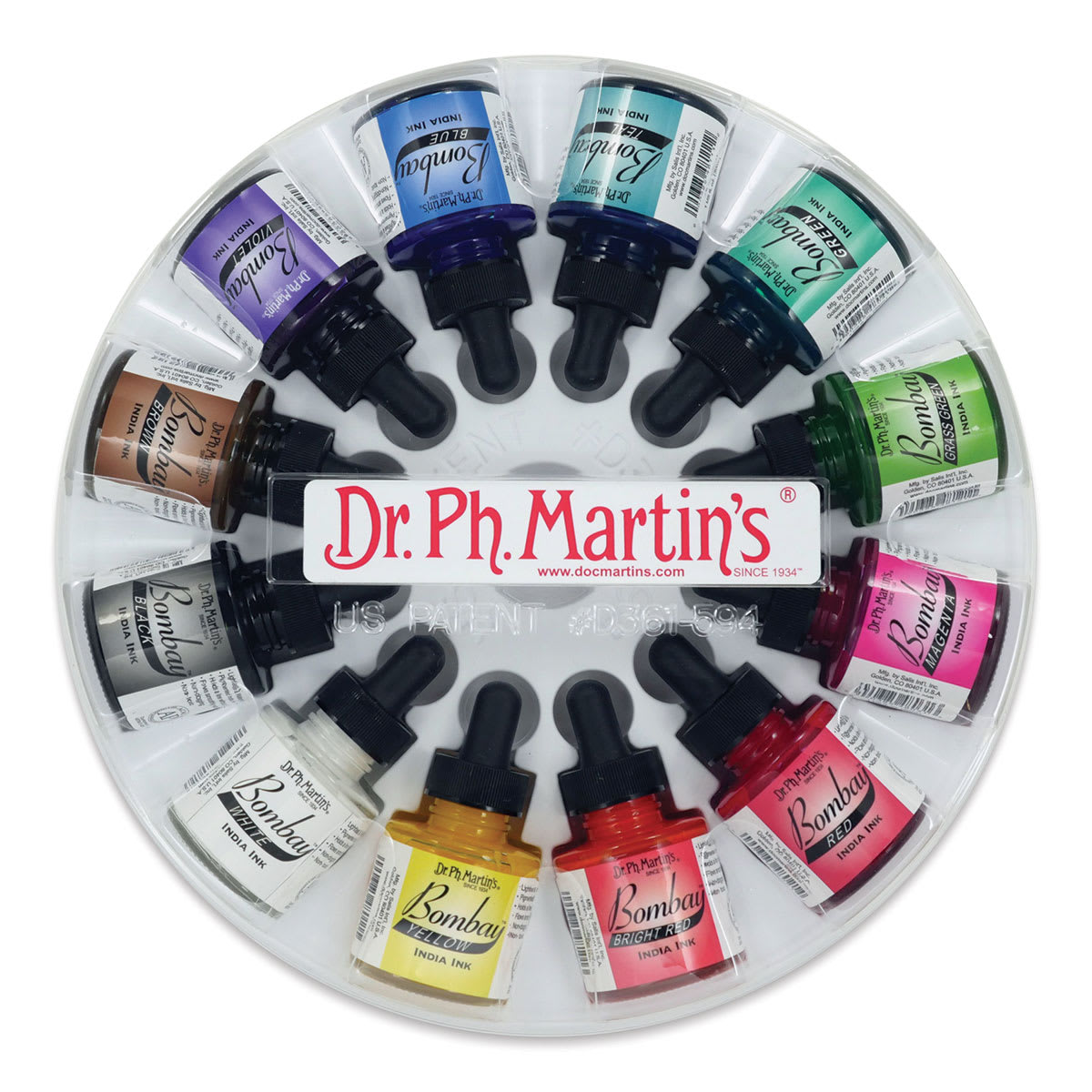 Dr. Ph. Martin's Bombay India Ink Set - 1 oz, Round Set, Set of 12