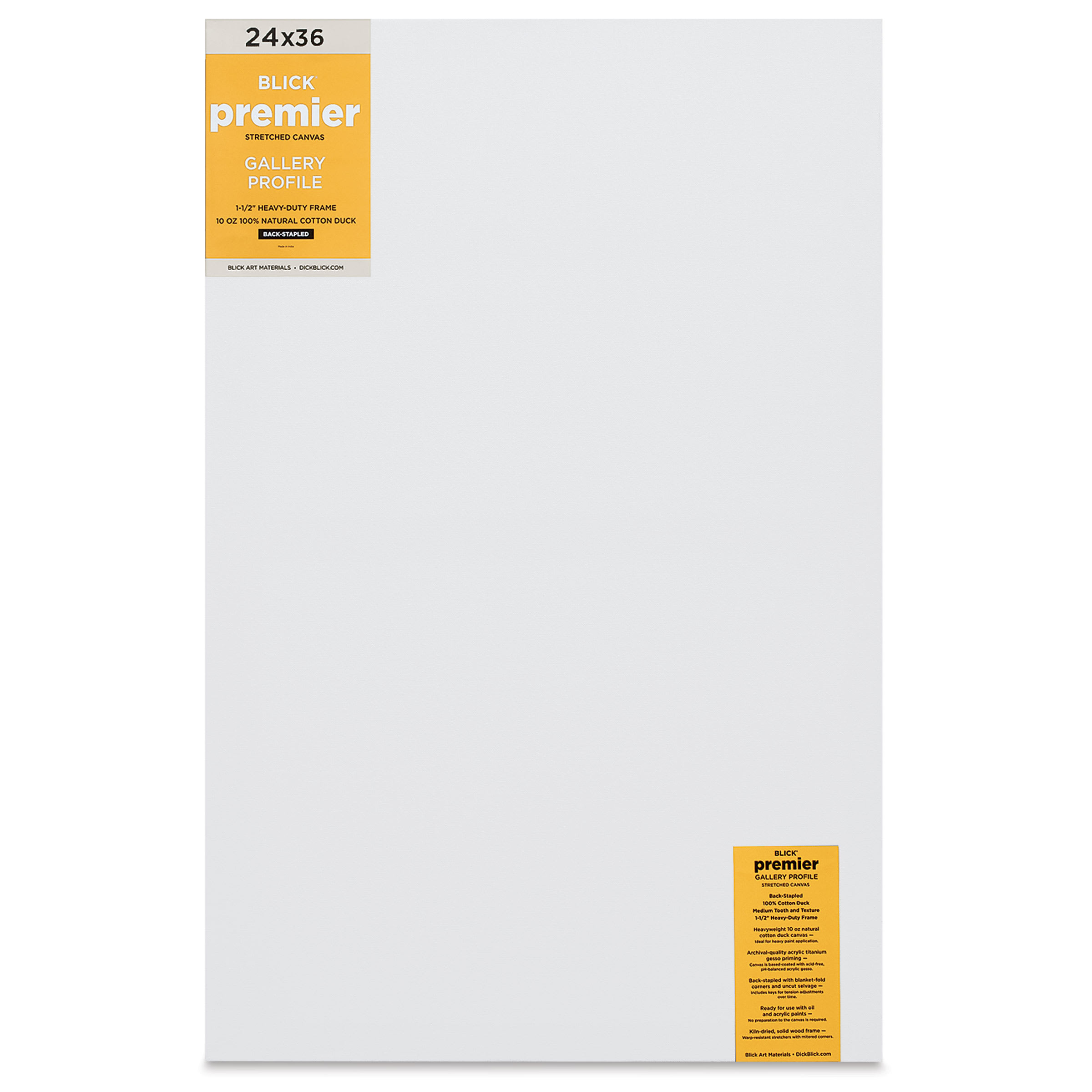 Blick Premier Stretched Cotton Canvas - Gallery Profile, Back-Stapled, 24" x 36"