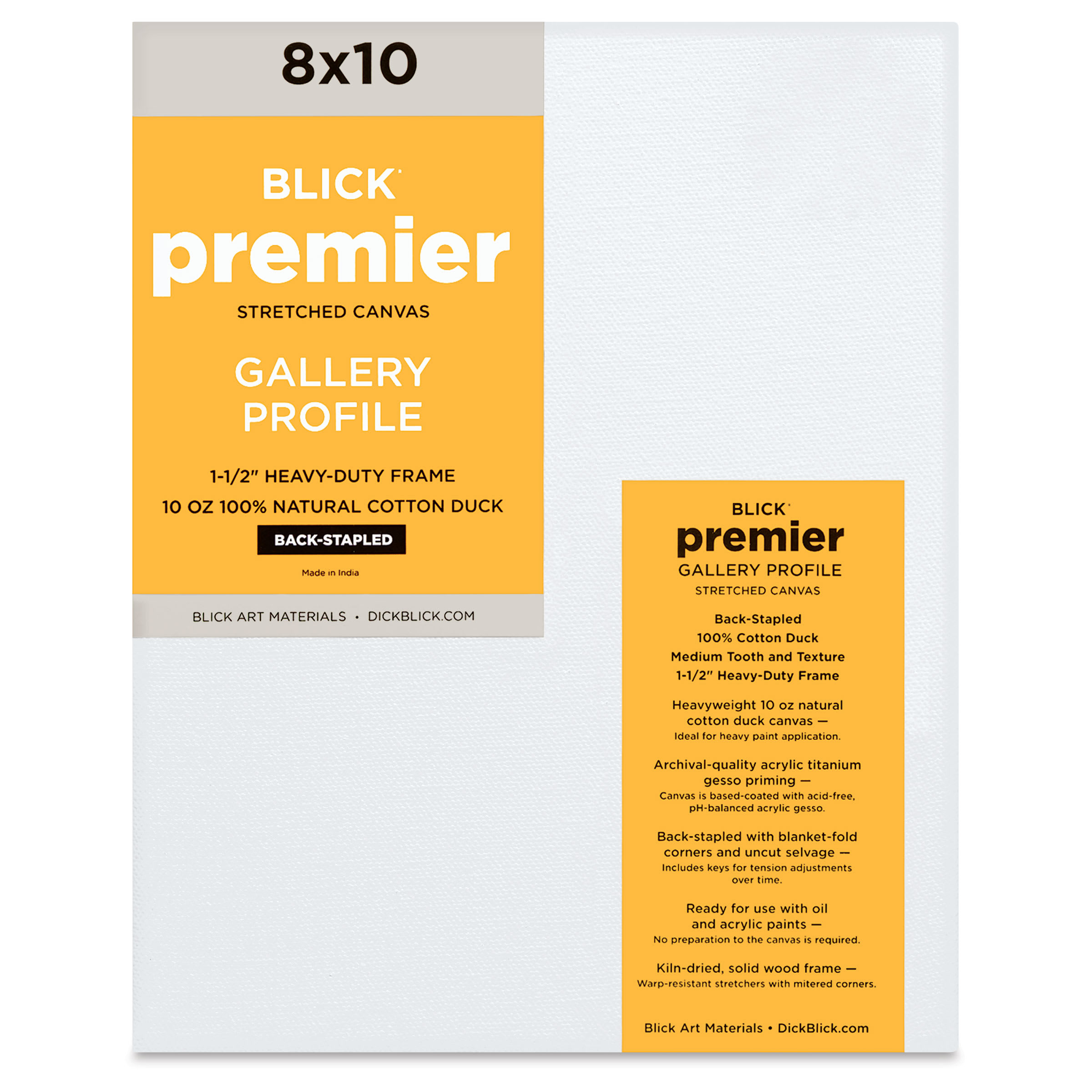 Blick Premier Stretched Cotton Canvas - Gallery Profile, Back-Stapled, 8" x 10"