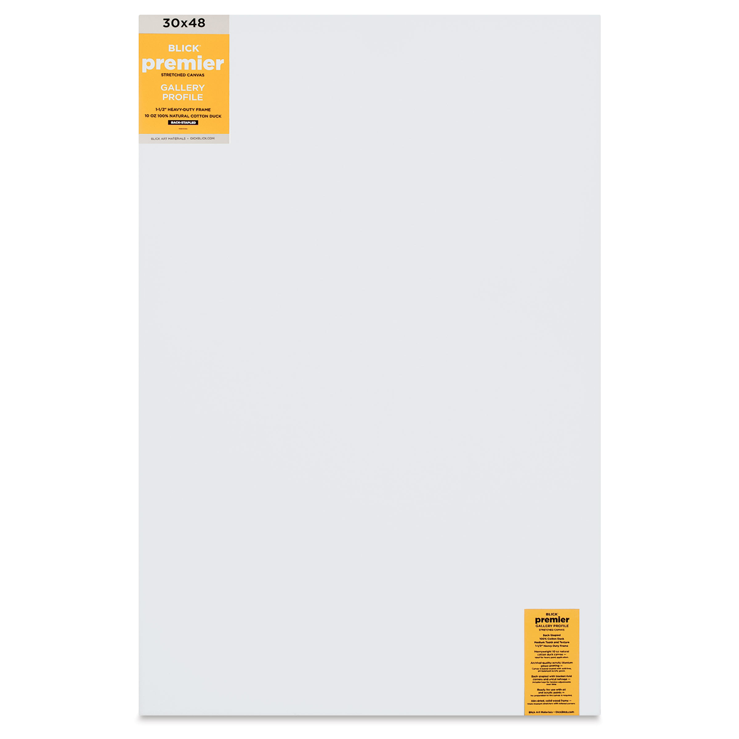 Blick Premier Stretched Cotton Canvas - Gallery Profile, Back-Stapled, 30" x 48"