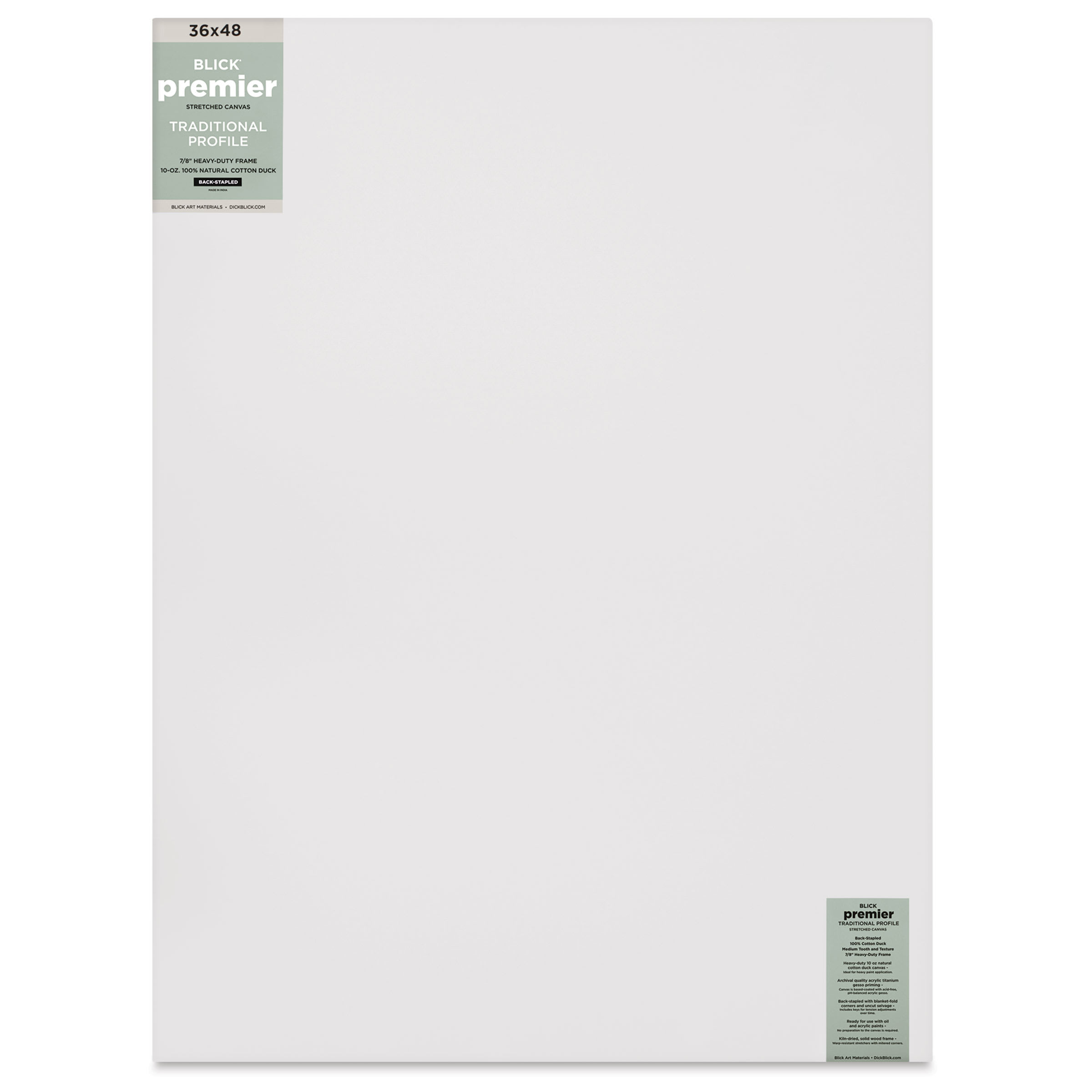 Blick Premier Stretched Cotton Canvas - Traditional Profile, Back-Stapled, 36" x 48"