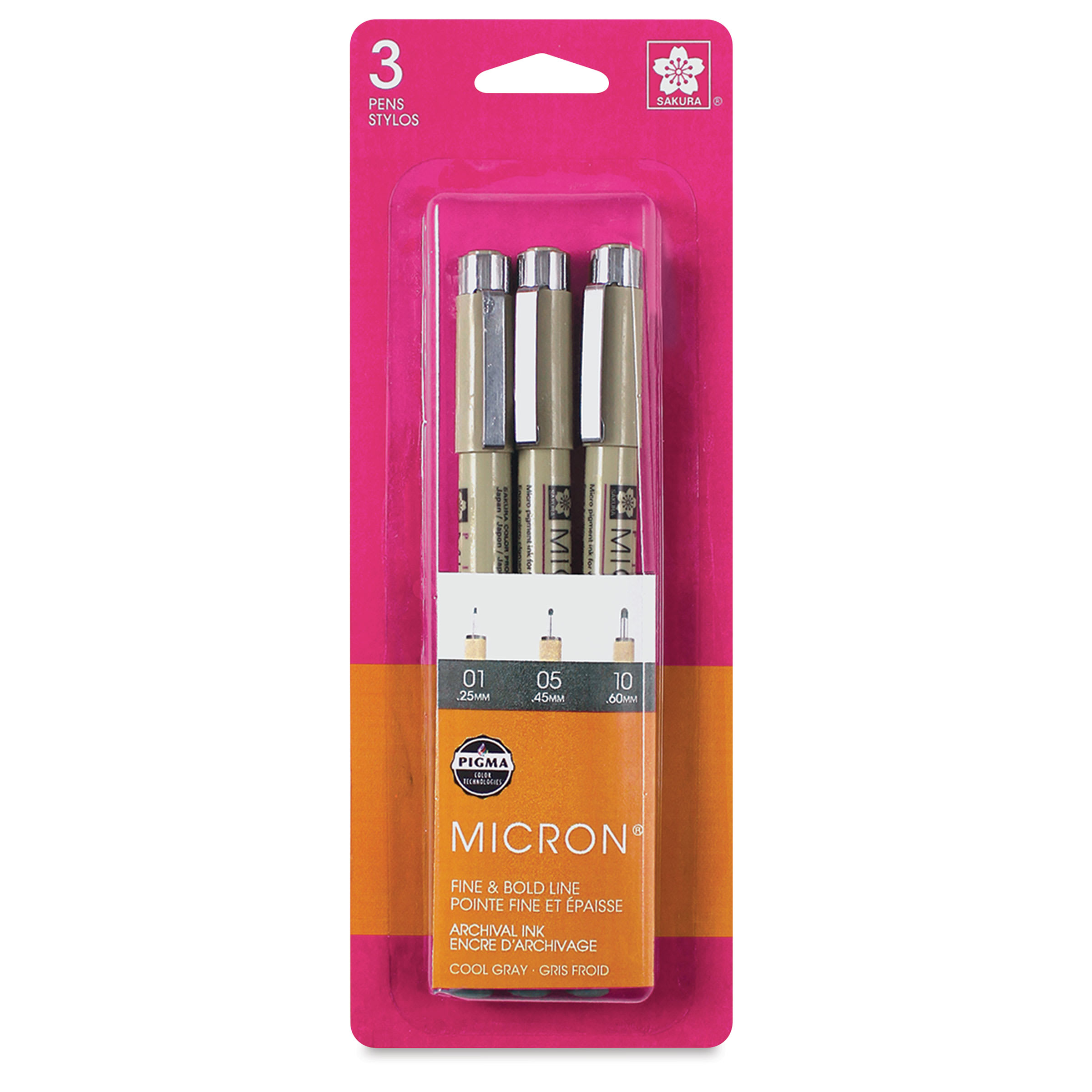 Sakura Pigma Micron Pens - Set of 3, Cool Gray, Fine and