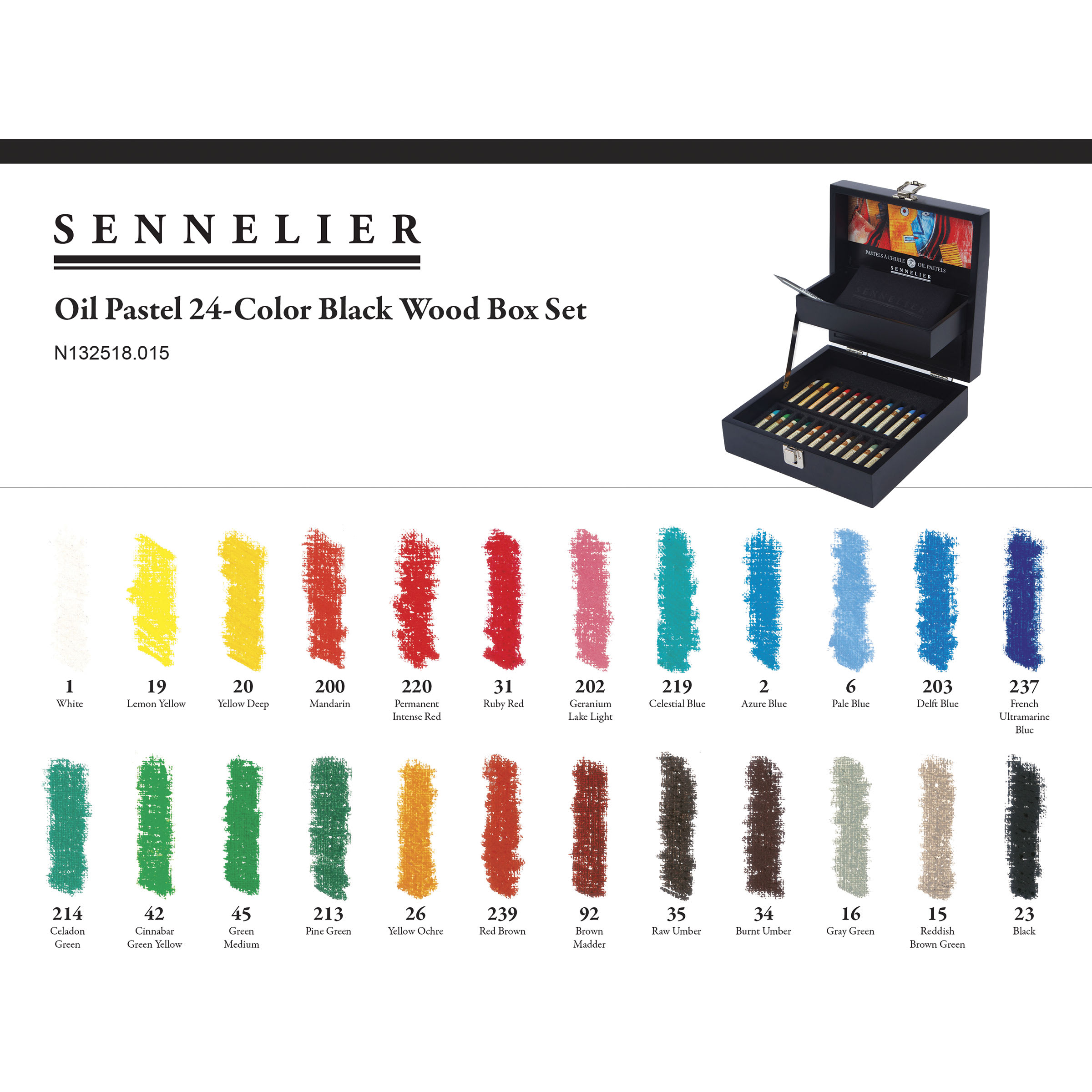 Sennelier Oil Pastels - Wood Box Set of 24 | Utrecht Art Supplies