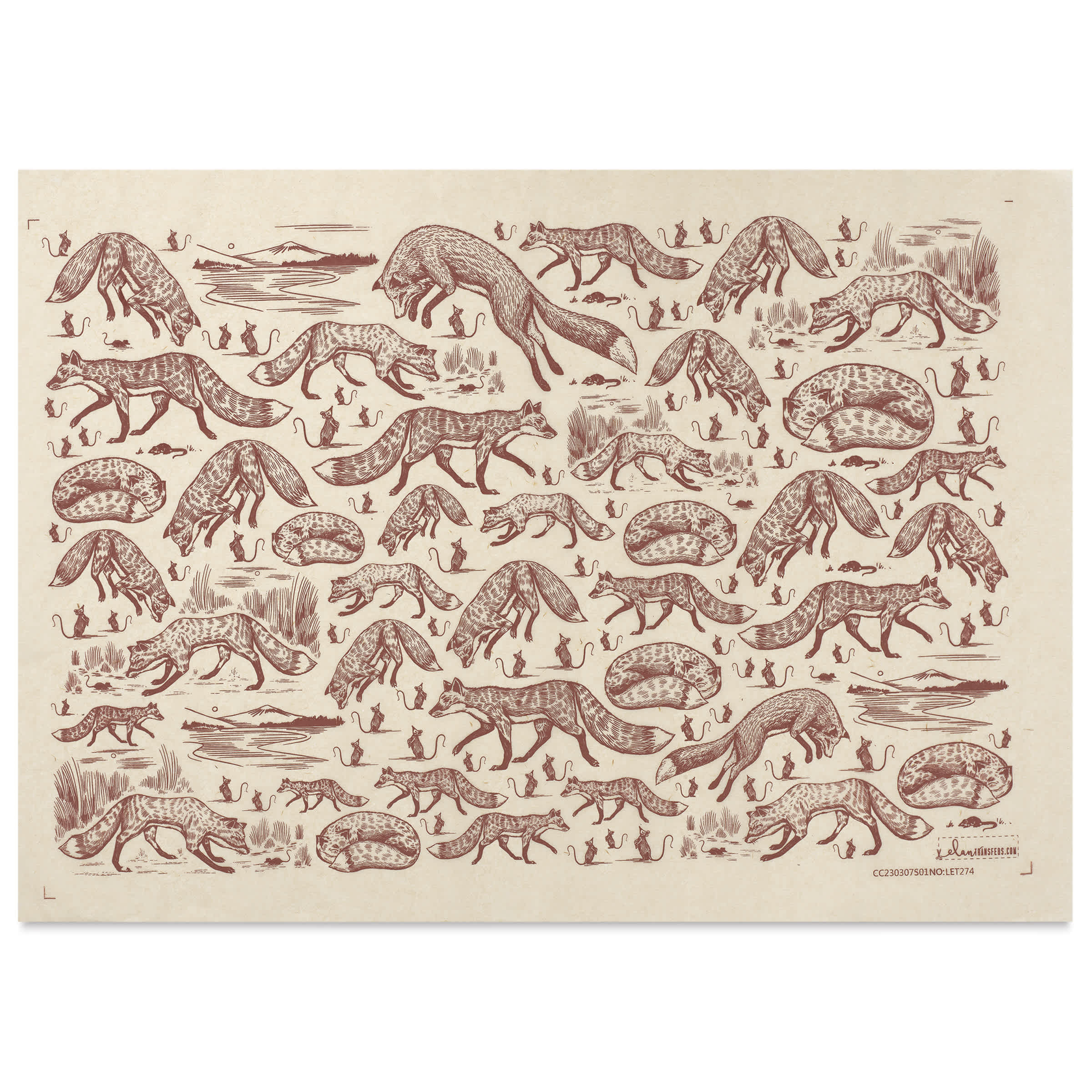 Elan Transfers Underglaze Transfer Sheet - Foxy Loxy, Brown