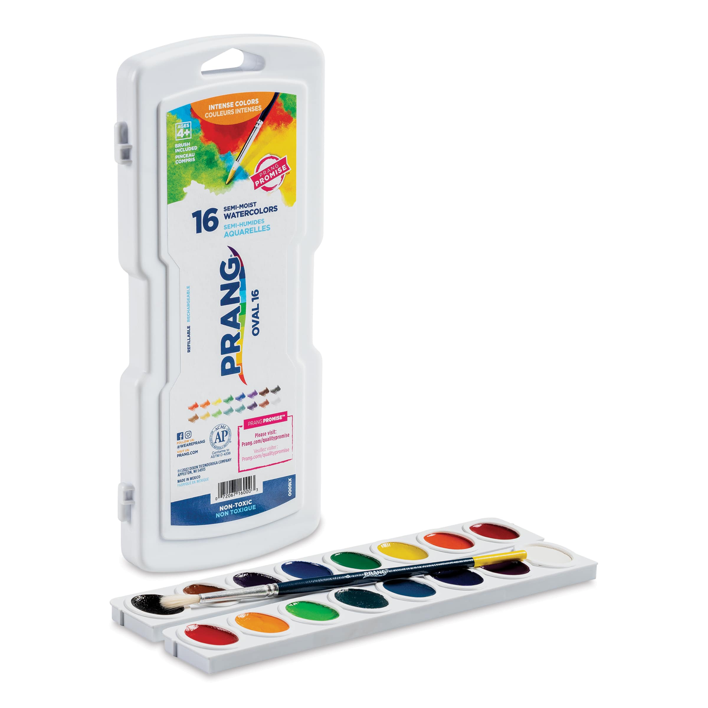 Prang Watercolor Pans - Oval, Assorted, Set of 16 colors
