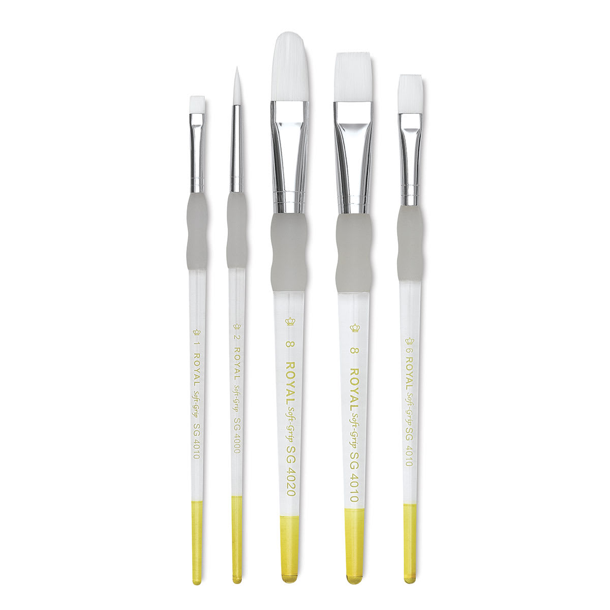 Royal & Langnickel Soft Grip White Taklon Brushes and Set