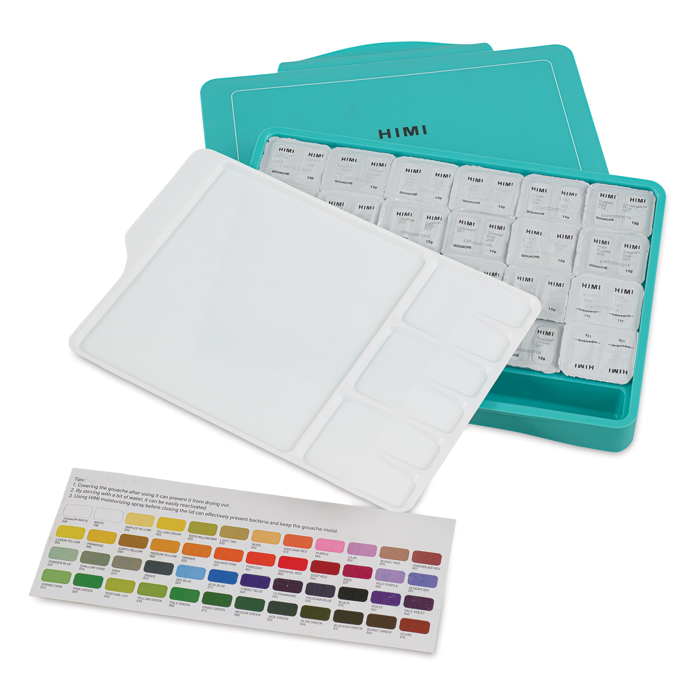 Himi Jelly Gouache Paint - Set of 48, Assorted Colors, 12 ml twin