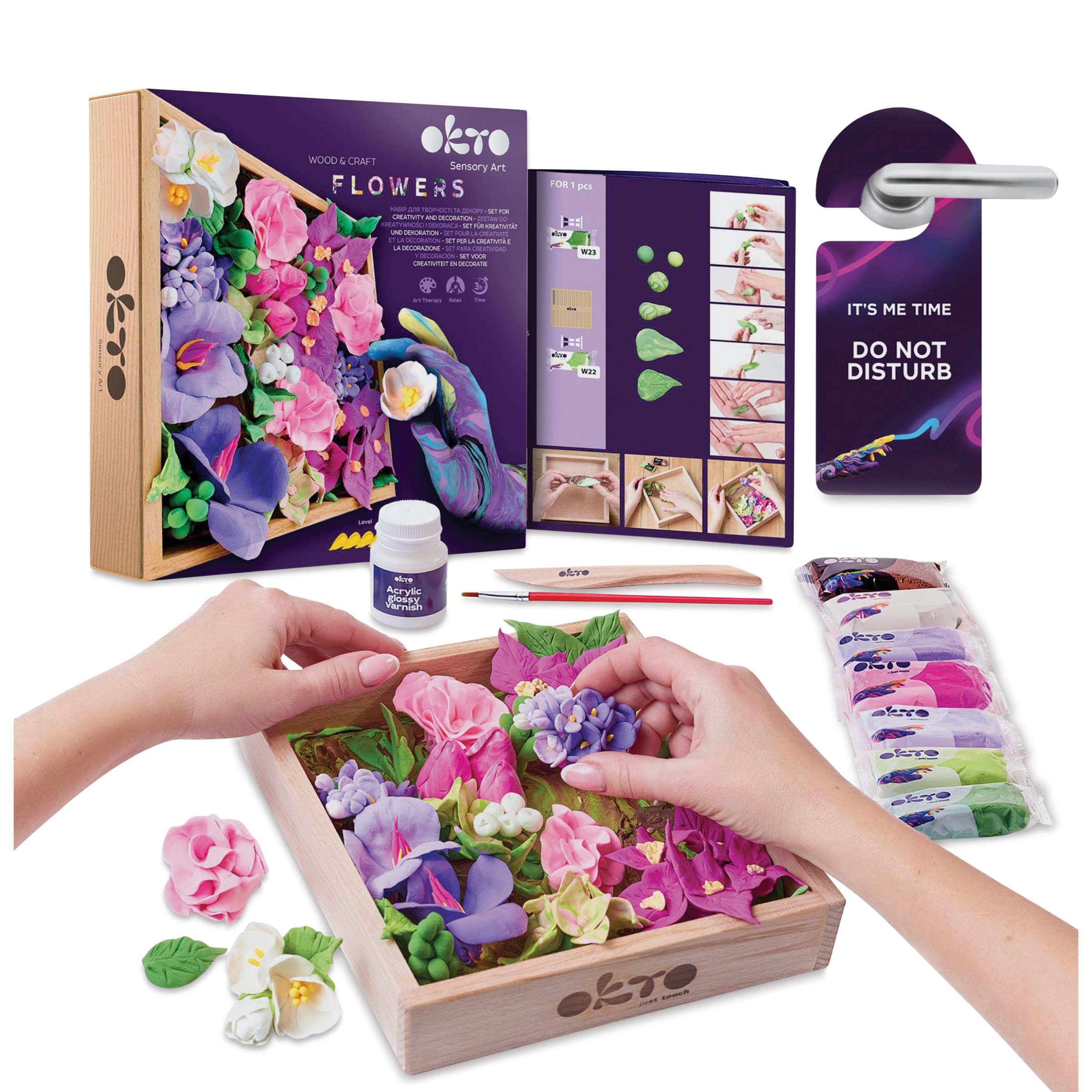 Okto Sensory Art DIY Wood & Craft Clay Kit - Flowers, Inspiration