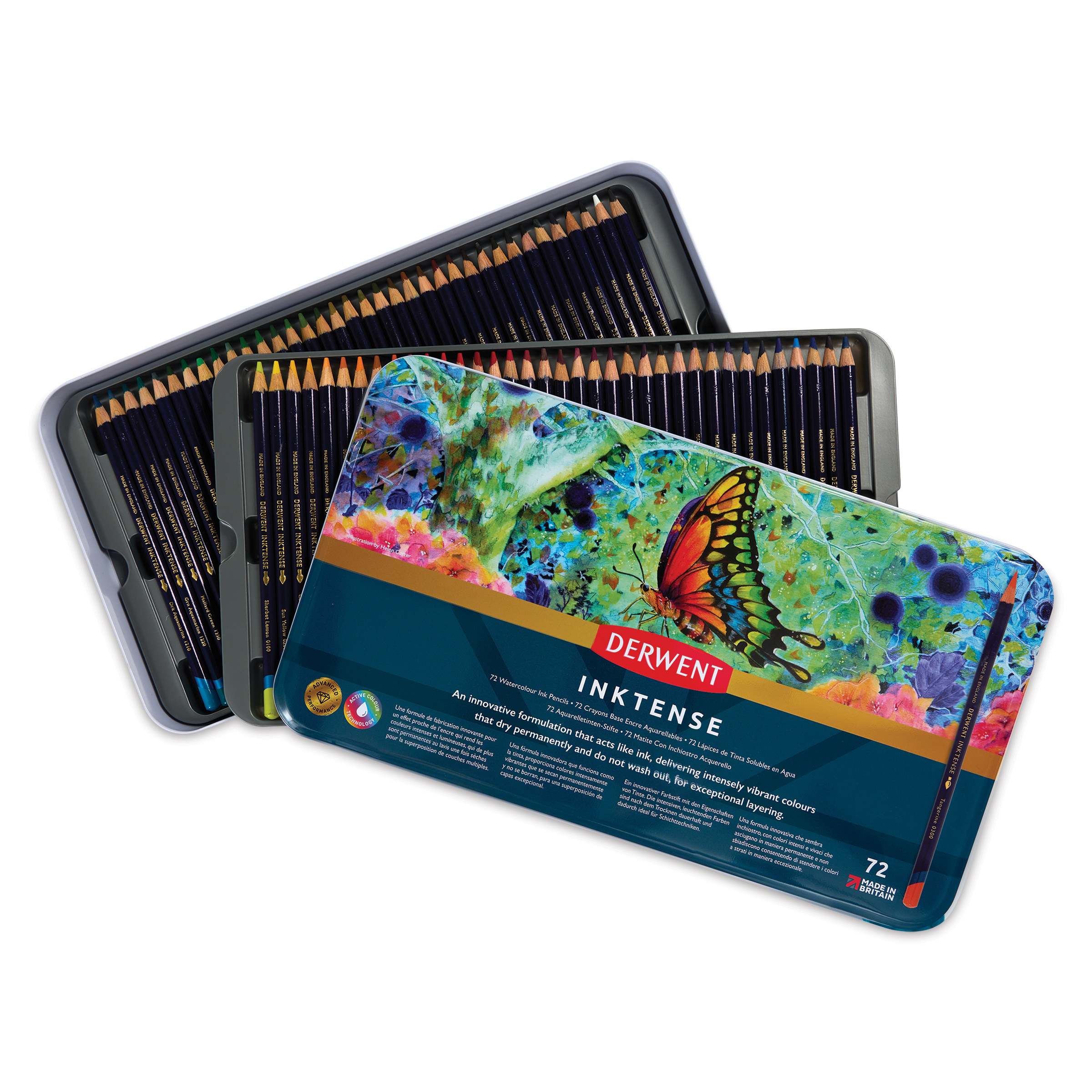 Derwent Inktense Pencils - Set of 72, Tin Box, Assorted Colors