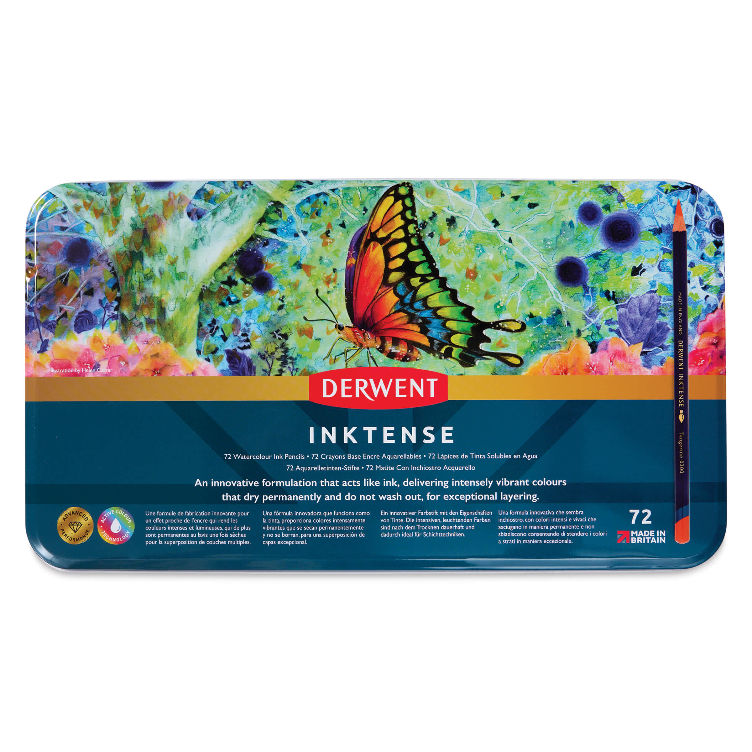 Derwent Inktense Pencils - Assorted Colors, Tin Box, Set of