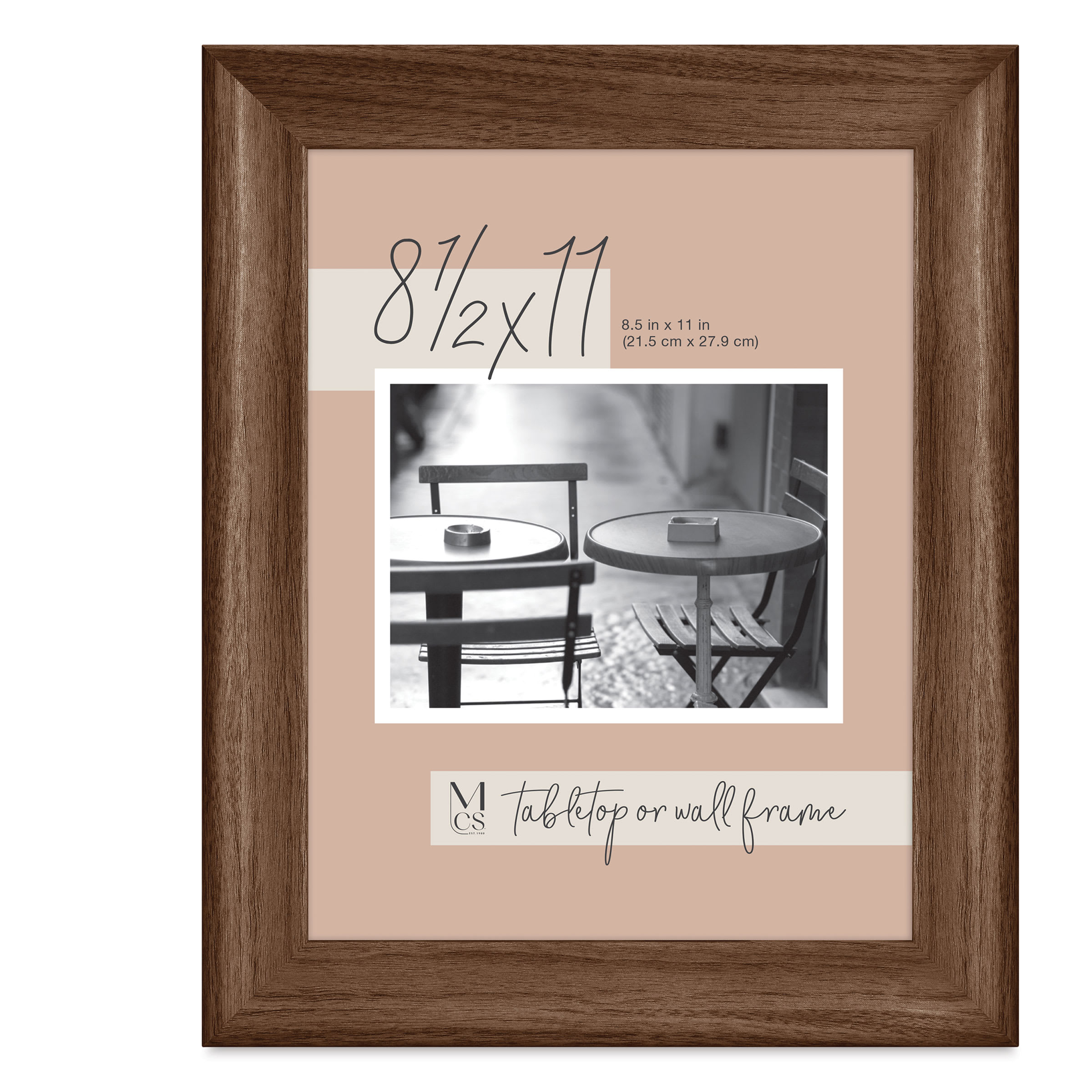 MCS Classic Edge Frame - 8-1/2" x 11", Walnut with Easel Back