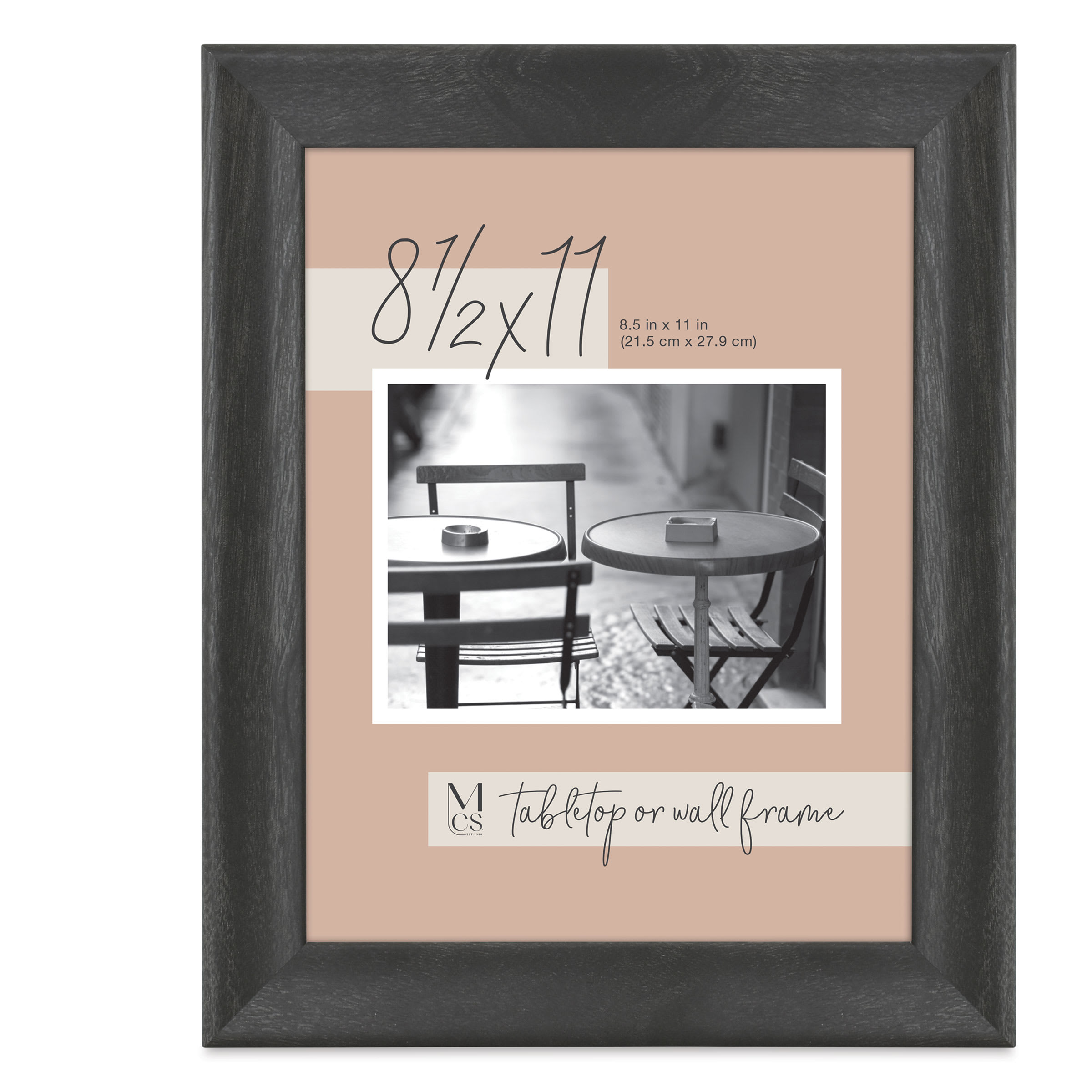 MCS Classic Edge Frame - 8-1/2" x 11", Black, with Easel Back