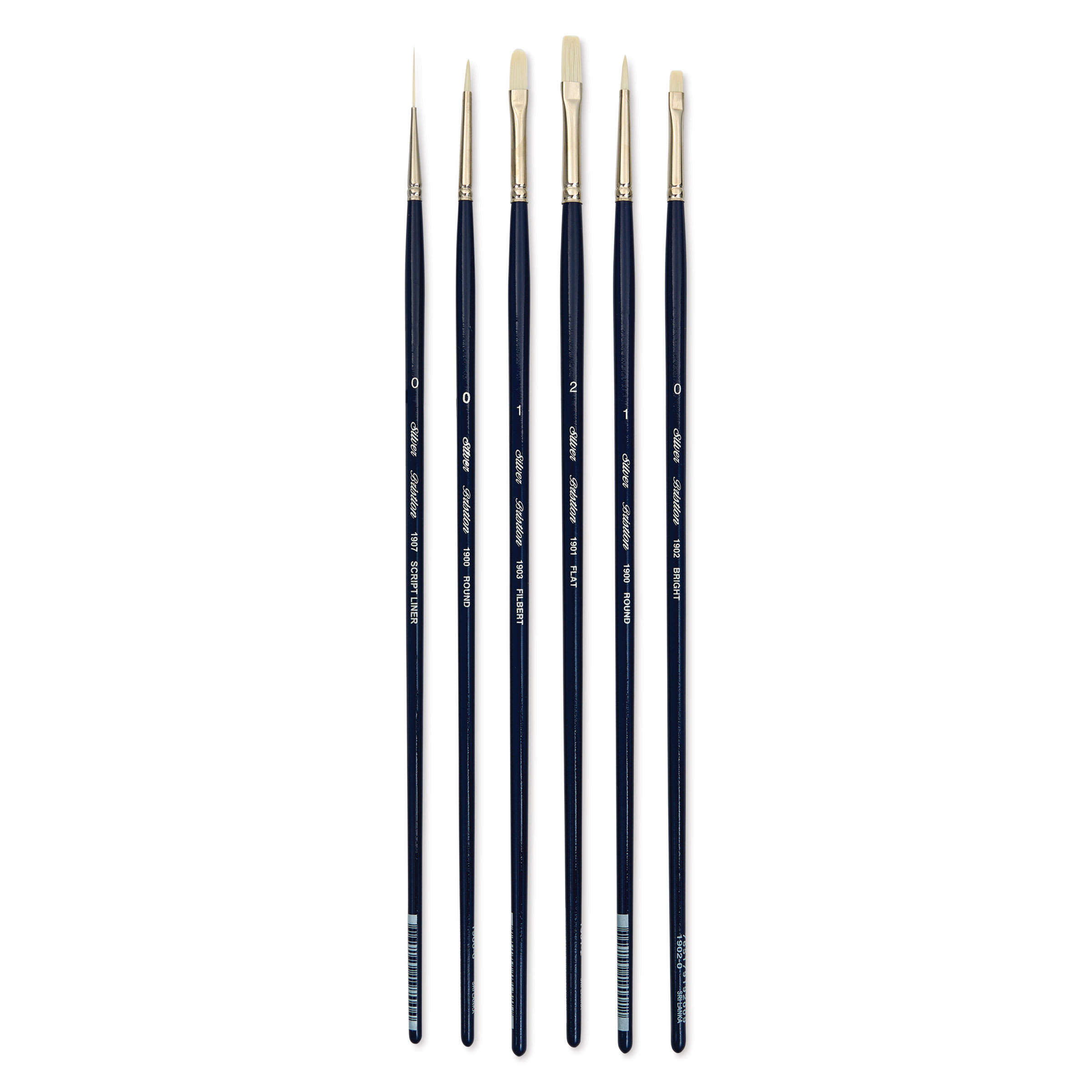 Silver Brush Bristlon Synthetic Bristle Brushes - BLICK Exclusive, Long Handle, Set of 6