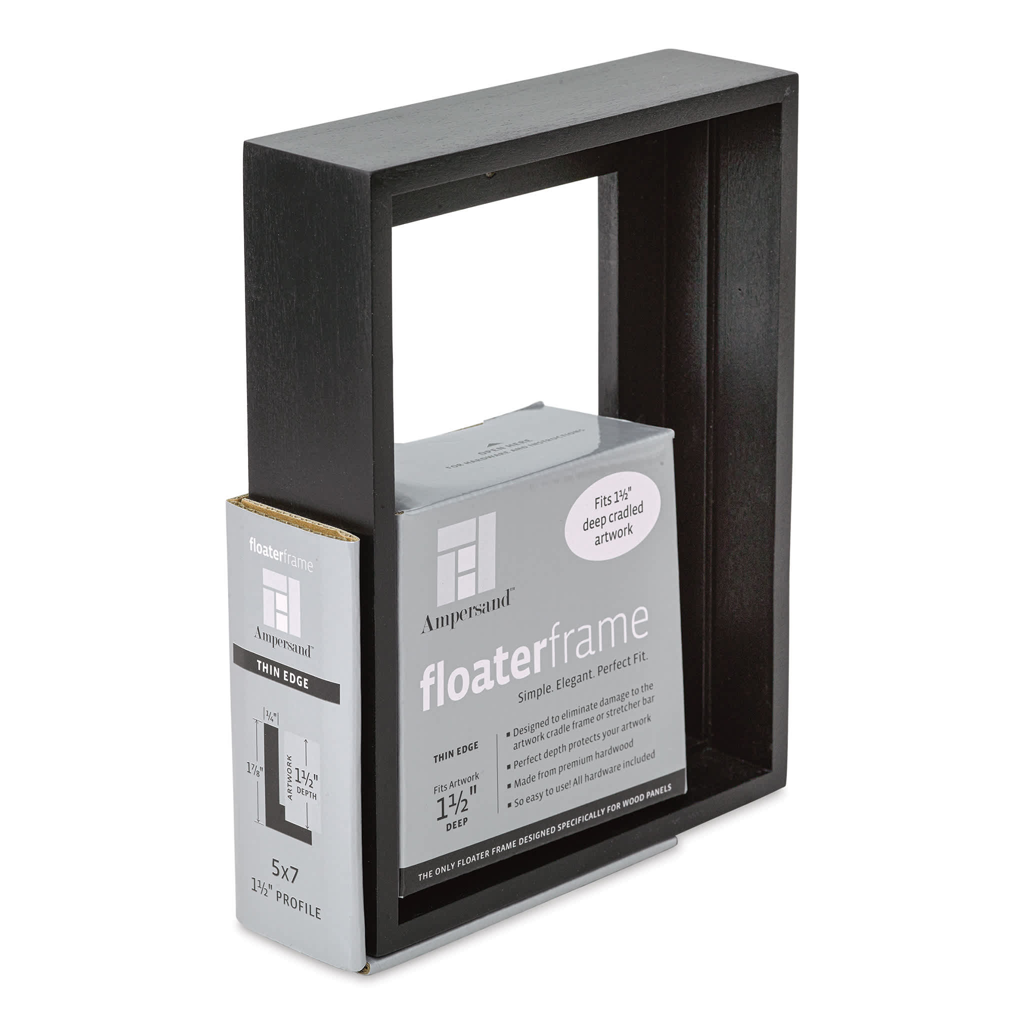 Ampersand Floaterframe - Thin, Black, 5" x 7", 1-1/2"