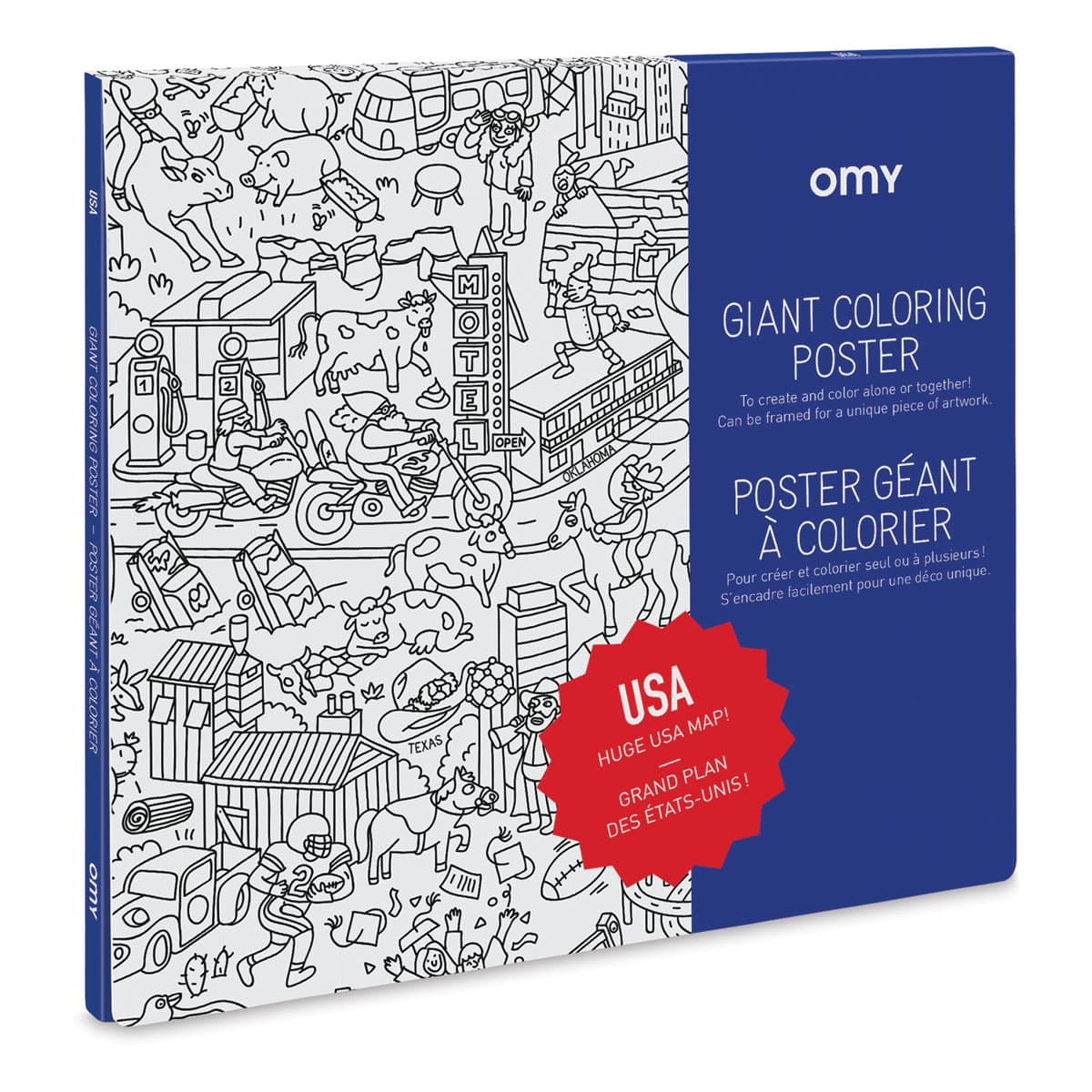 Omy USA Map Giant Coloring Poster