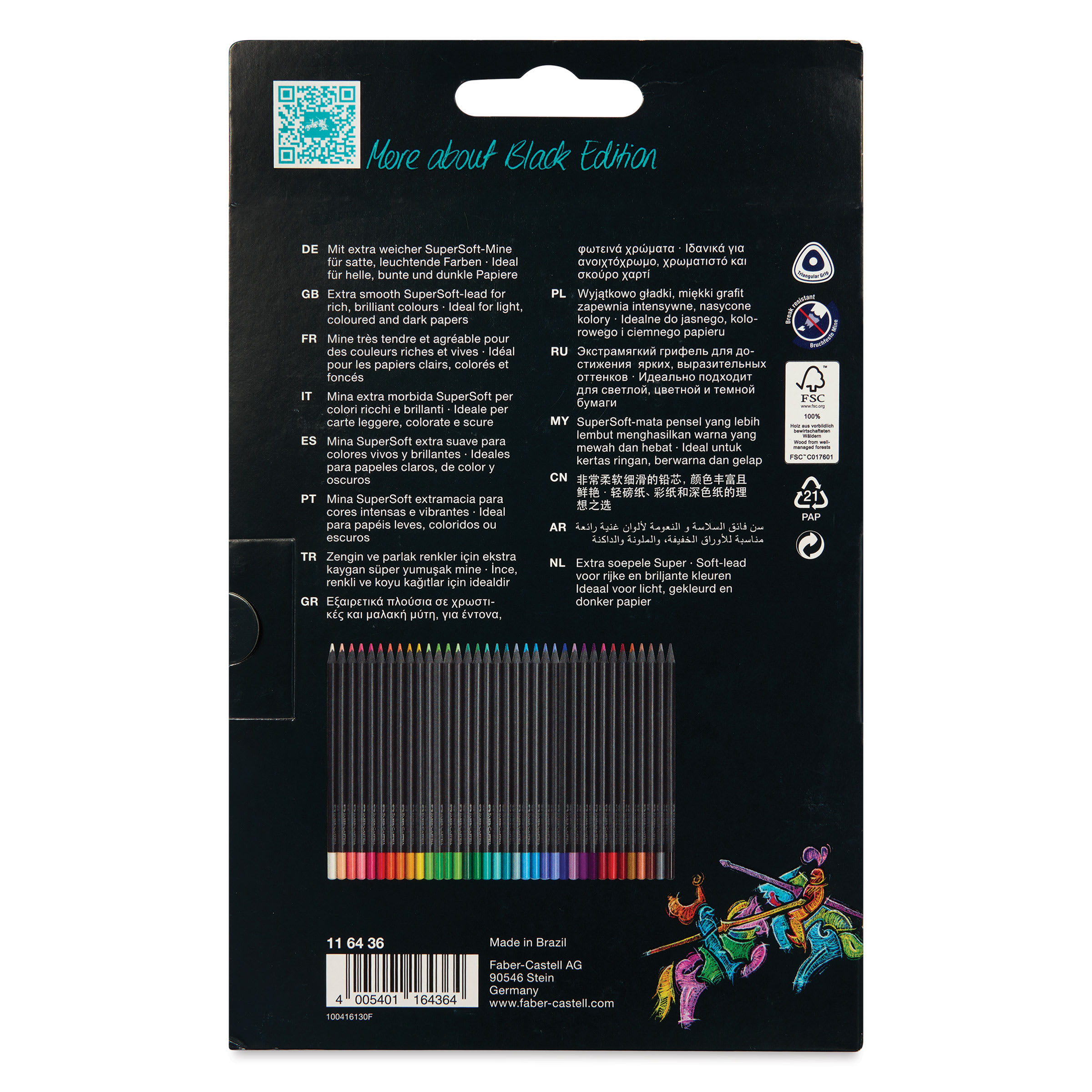 Faber-Castell Black Edition Colored Pencils - Assorted Colors, Set