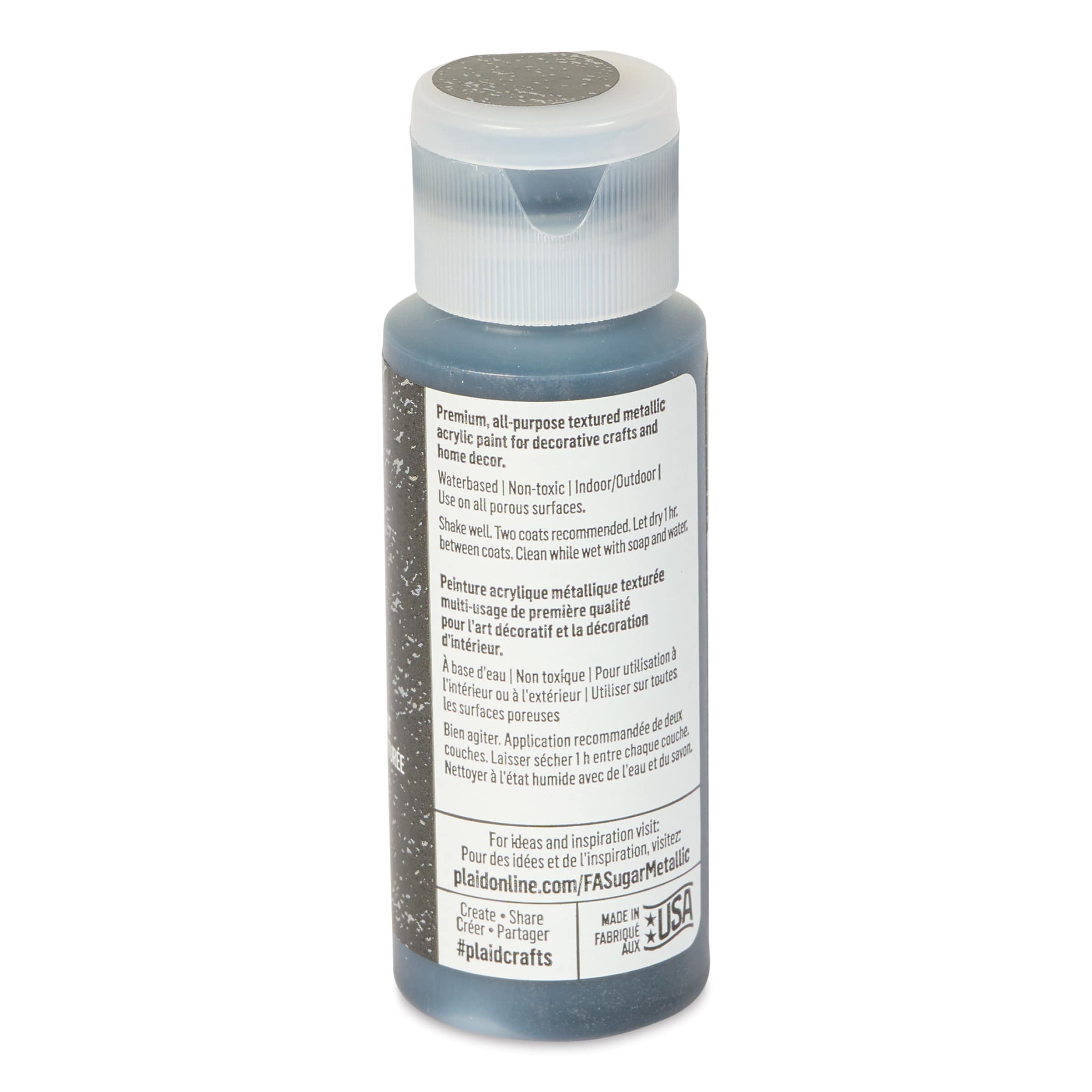 Pittura Acrilica Metallizzata FolkArt Sugar 2oz - Color Sandcastle | Plaid | Asciugatura Rapida E Luminosa