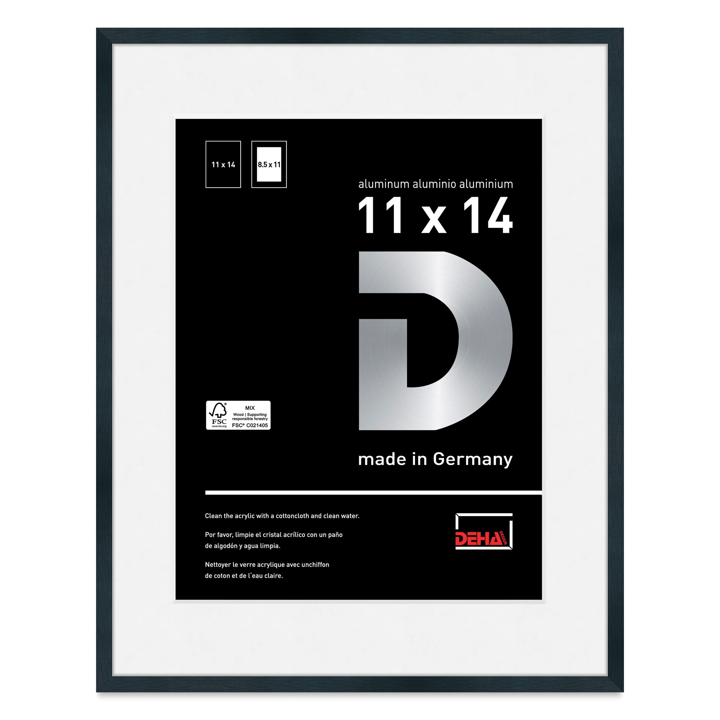 Deha Design Tribeca Frame - Black, 11" x 14", 8-1/2" x 11" Mat