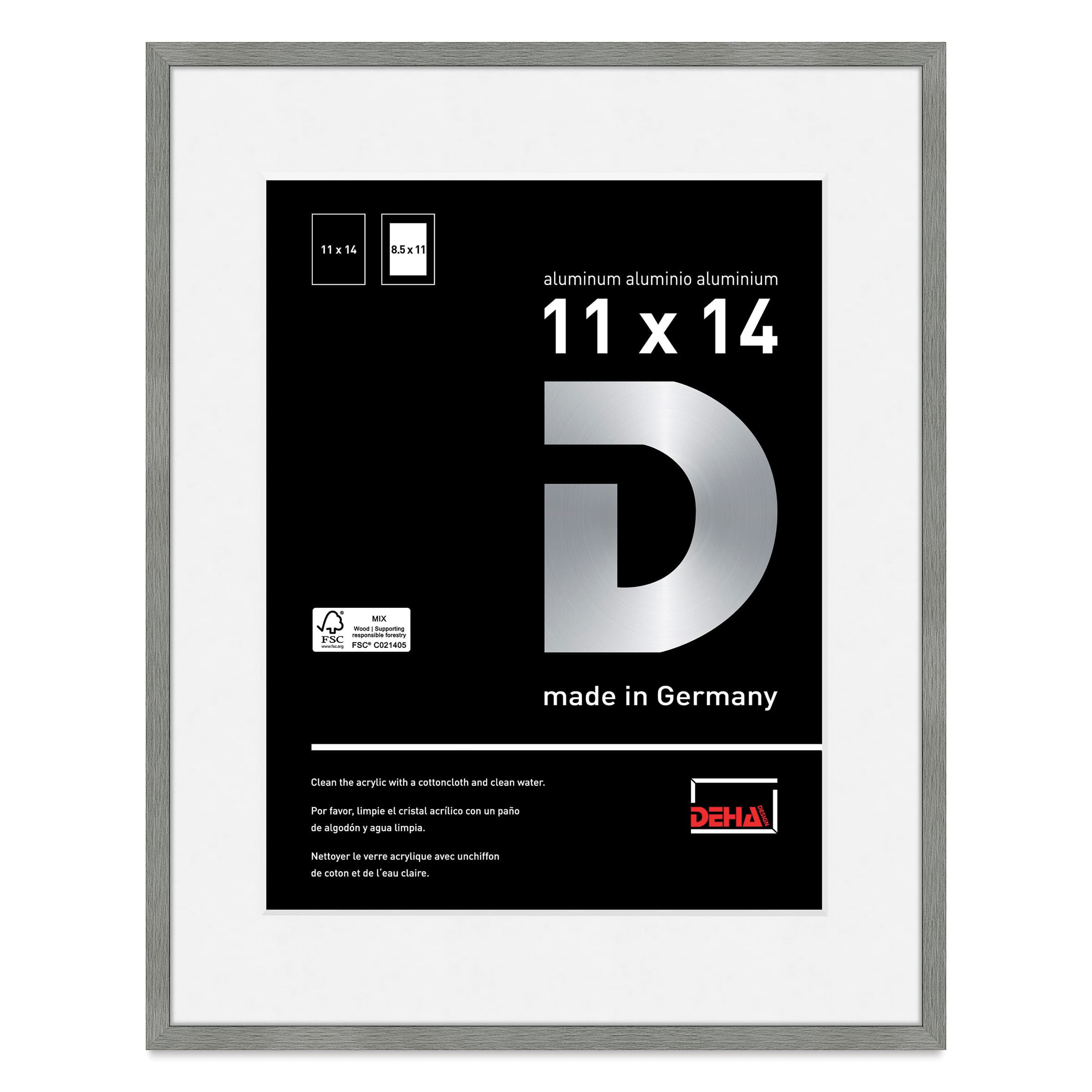 Deha Design Tribeca Frame - Gray, 11" x 14", 8-1/2" x 11" Mat