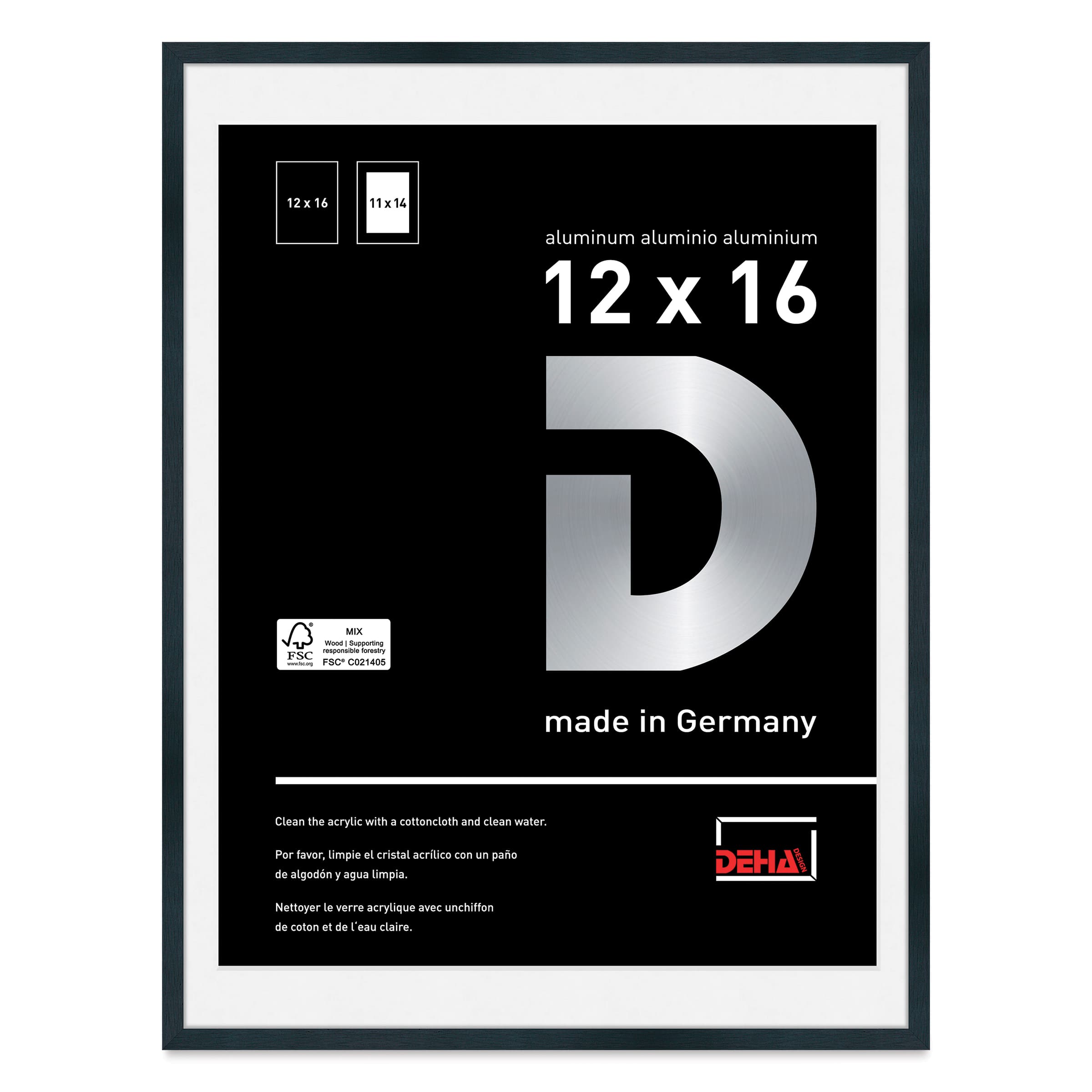Deha Design Tribeca Frame - Black, 12" x 16", 11" x 14" Mat