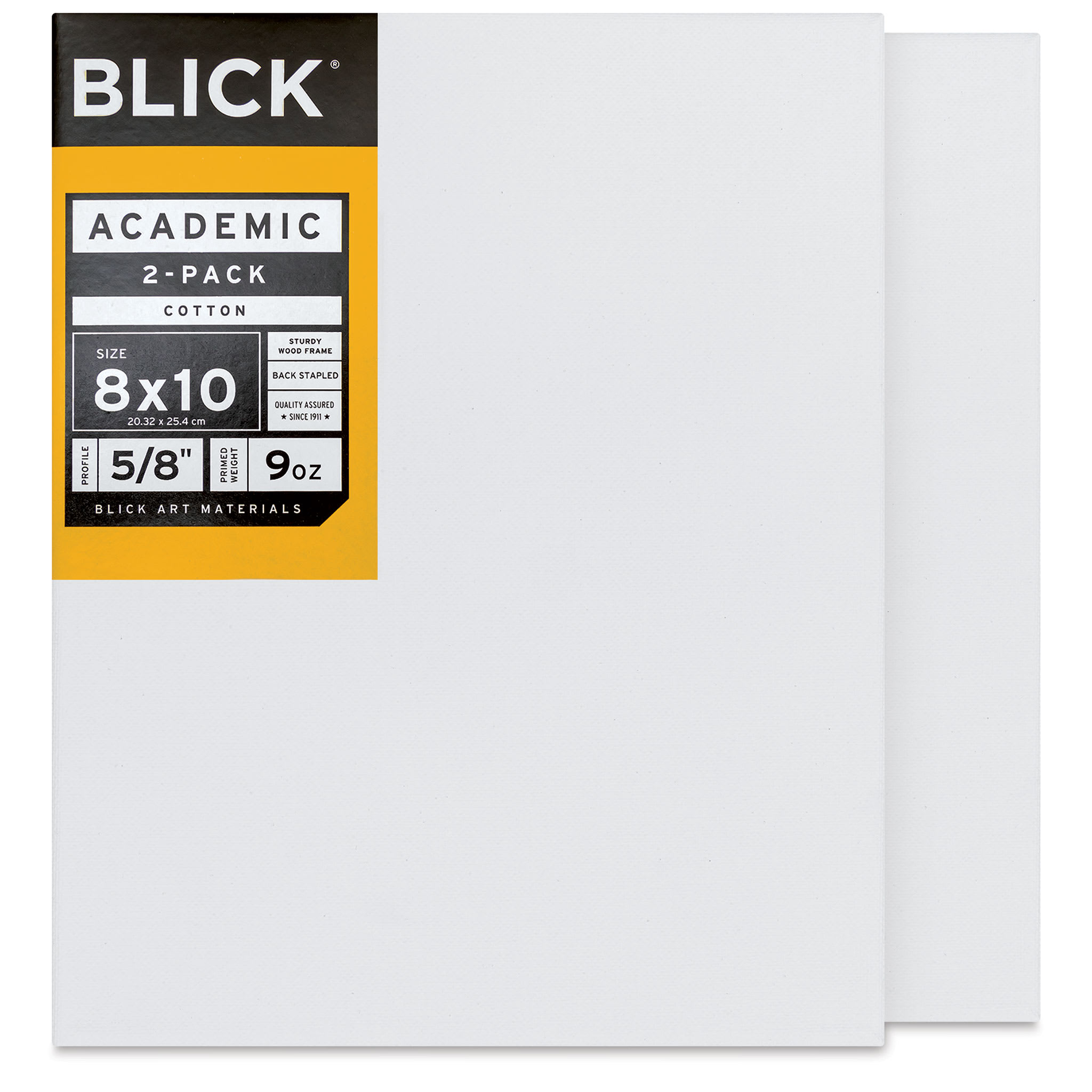 Blick Academic Cotton Stretched Canvas Pack - 8" x 10", Pkg of 2