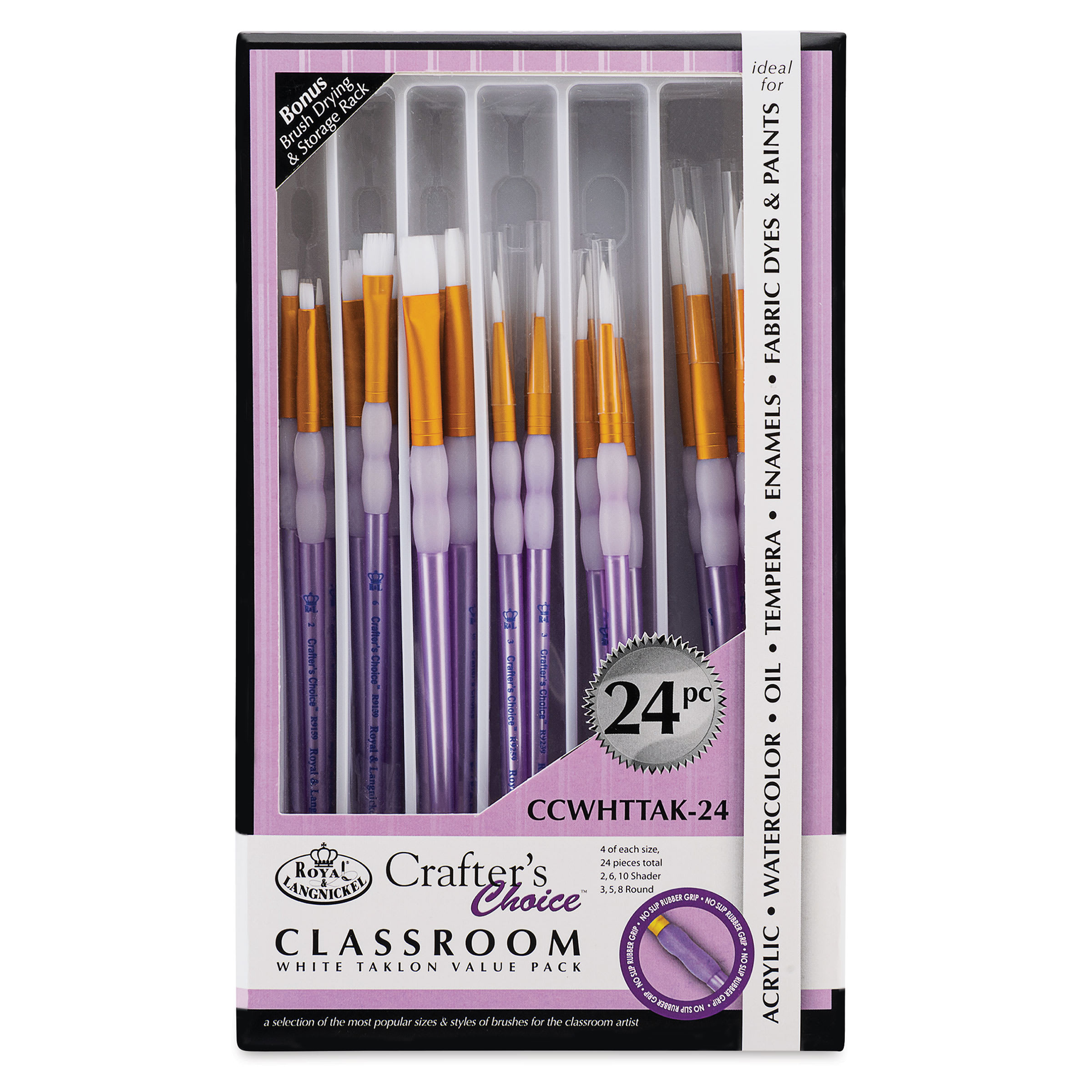 Royal & Langnickel Crafter's Choice White Taklon Brush Value Packs
