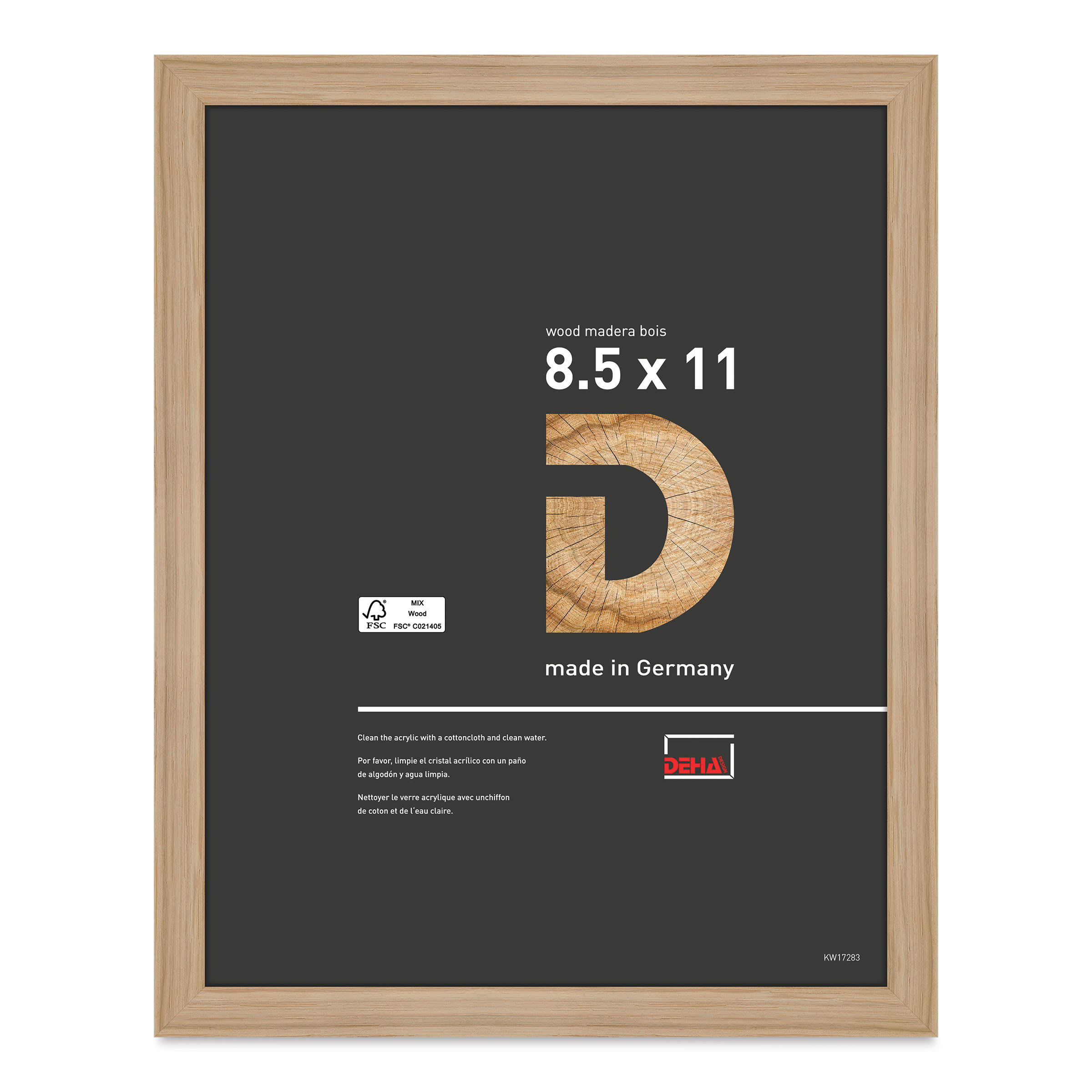 Deha Design Fontana Wood Frame - with Easel Back, Natural Oak, 8-1/2" x 11"