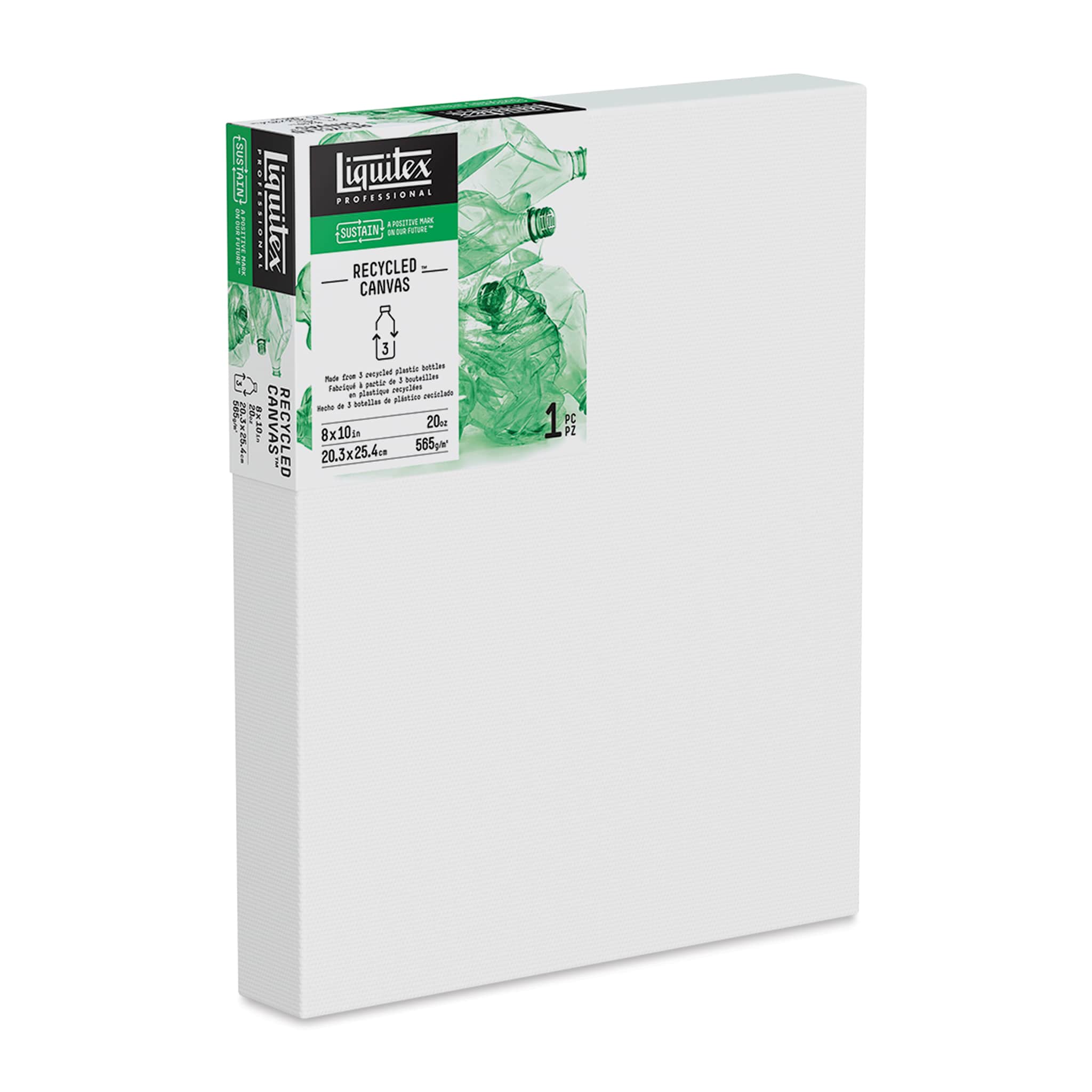 Liquitex Recycled Stretched Canvas - 8" x 10", 1-3/8" Deep Edge Profile, at an angle