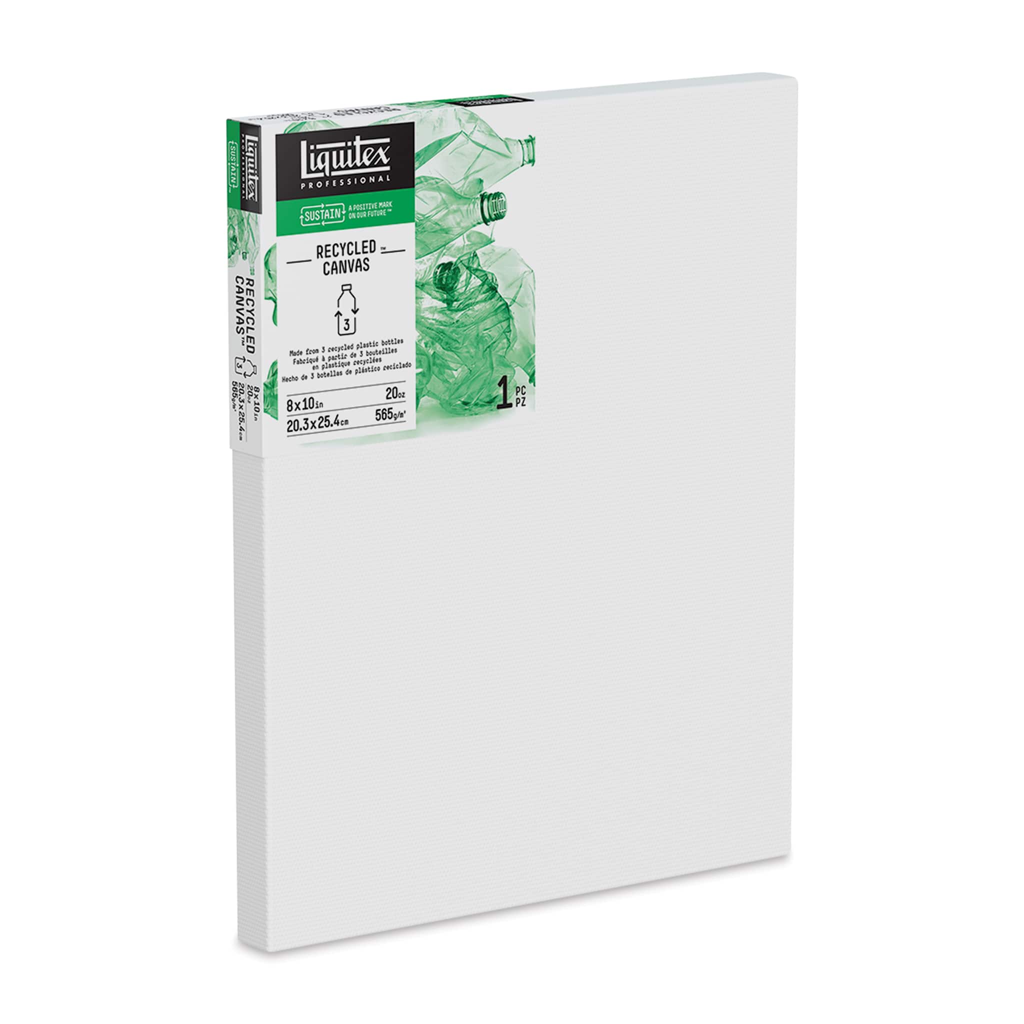 Liquitex Recycled Stretched Canvas - 8" x 10", 3/4" Traditional Profile, at an angle
