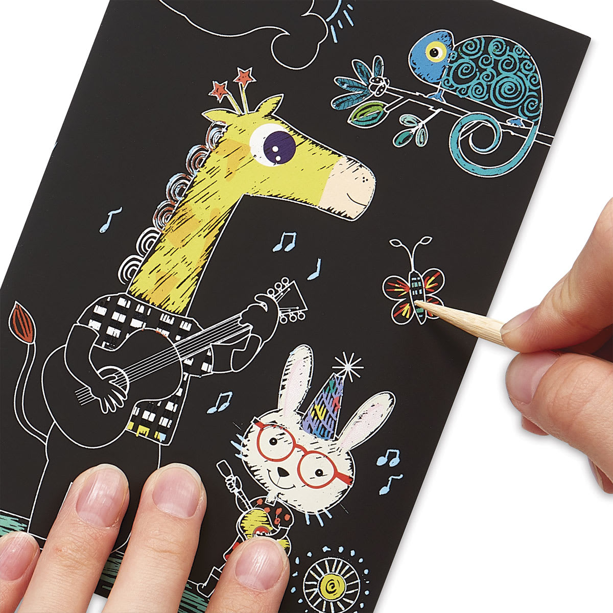 Ooly Mini kit d'art à gratter et gribouiller – 6 cartes arc-en-ciel – Artisanat d'été pour enfants, kit de loisirs créatifs, outil en bois inclus – Poisson adapté aux voyages