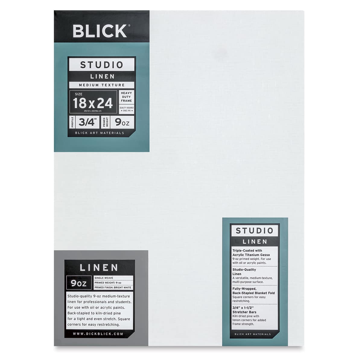 Blick Studio Linen Stretched Canvas - 18" x 24", Traditional 3/4" Profile