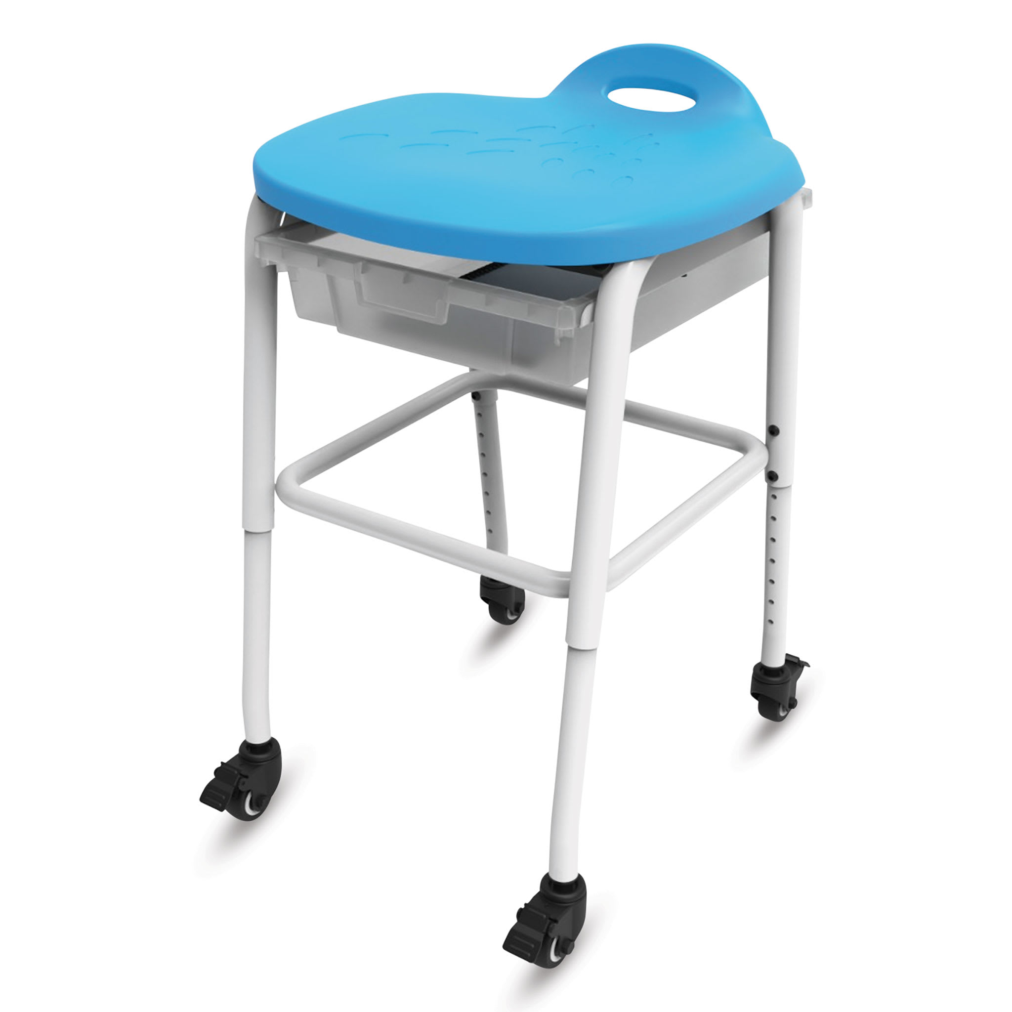 Luxor Adjustable-Height Stackable Classroom Stool with Wheels and Storage