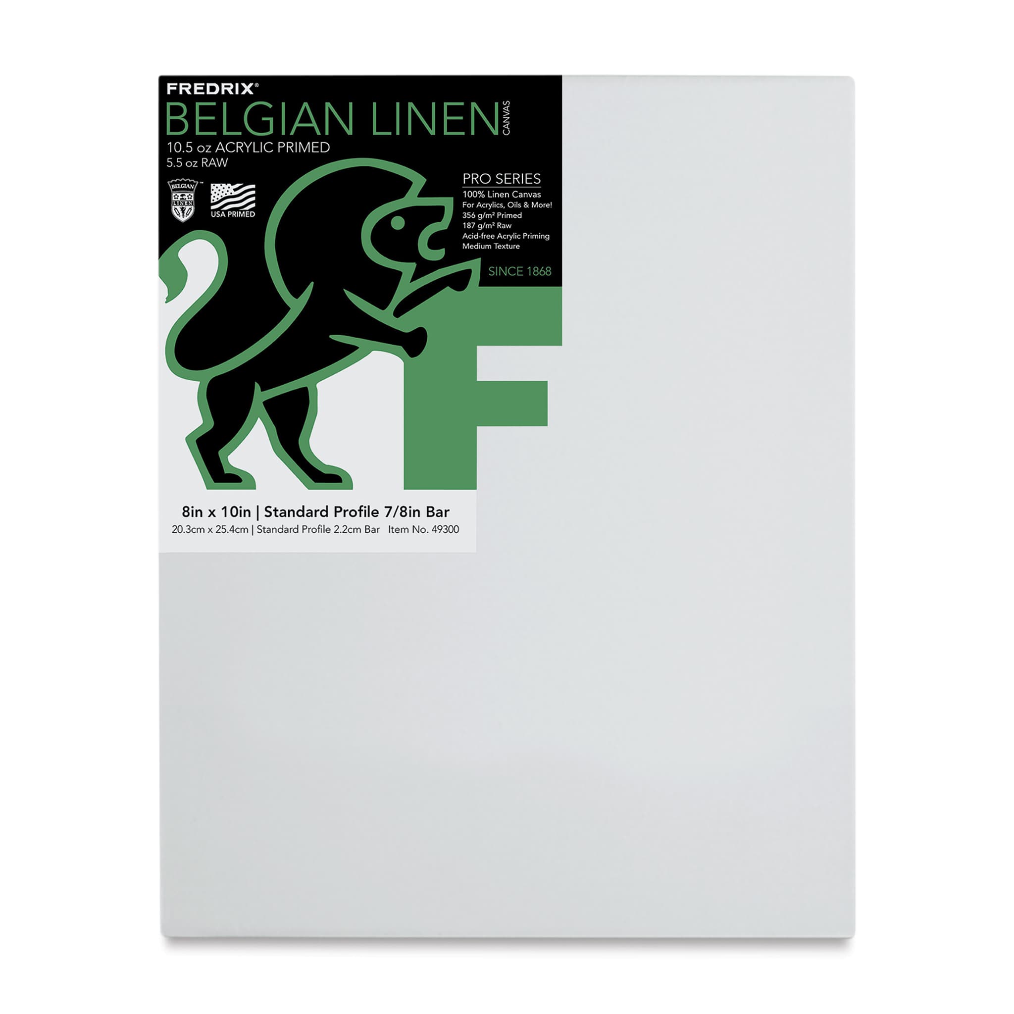Fredrix Pro Series Traditional Profile Belgian Linen Canvas - 8" x 10", Acrylic Primed