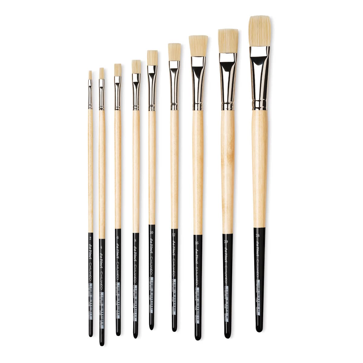 Lot De 3 Pinceaux Da Vinci Chuneo Pour Huile & Acrylique | Poils Synthétiques Haute Qualité | Taille Plate 4, 12 Et Ronde 2 - 6