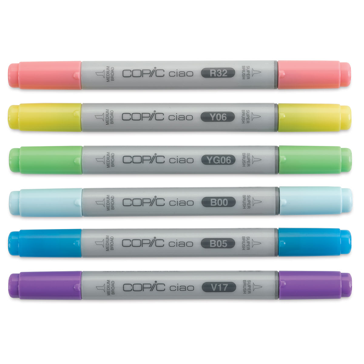 Copic Ciao Double Ended Marker Set - Set of 6, Bright Colors