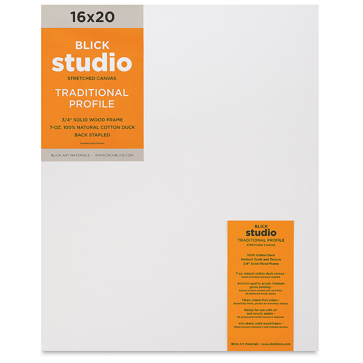 Blick Studio Stretched Cotton Canvas - Traditional Profile, 16" x 20"