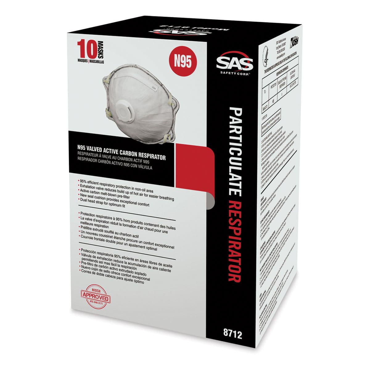 SAS Safety N95 Valved Active Carbon Respirator
