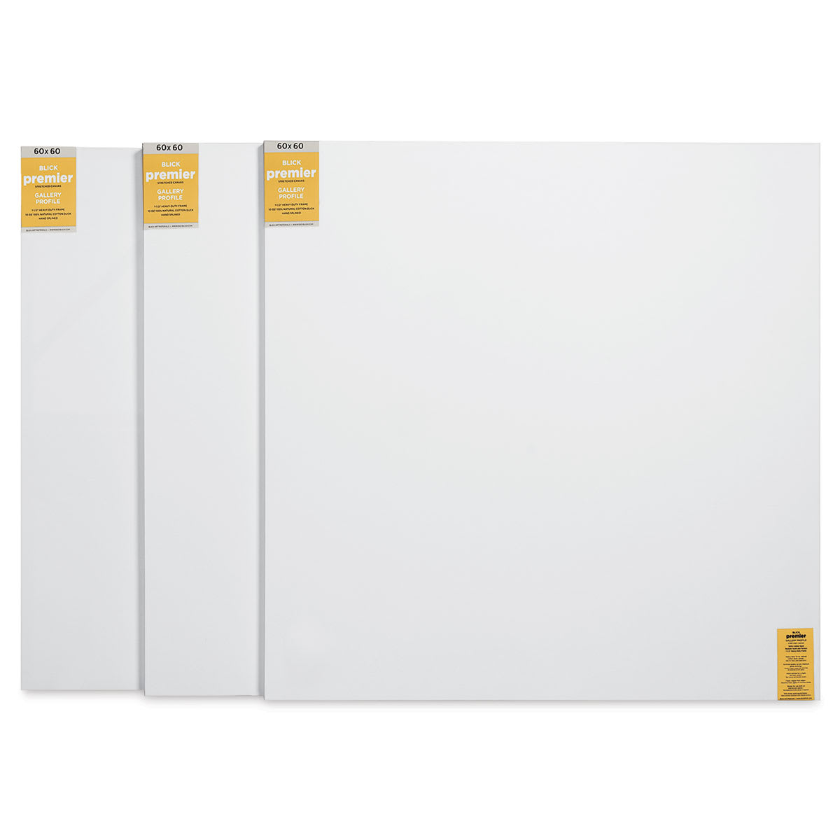 Blick Premier Stretched Cotton Canvas - Gallery Profile, Splined, 60" x 60", Pkg of 3