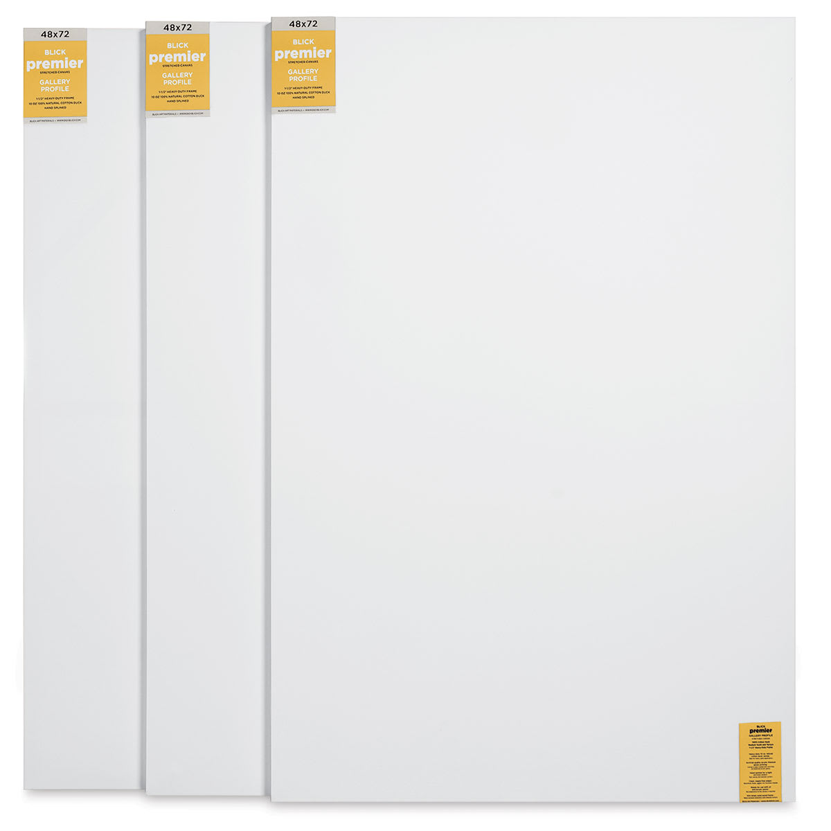 Blick Premier Stretched Cotton Canvas - Gallery Profile, Splined, 48" x 72", Pkg of 3