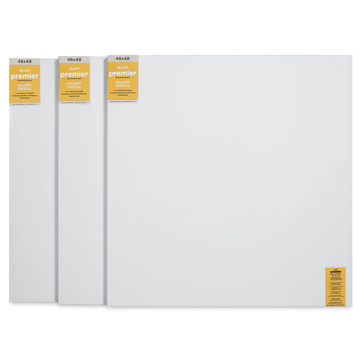 Blick Premier Stretched Cotton Canvas - Gallery Profile, Splined, 48" x 48", Pkg of 3