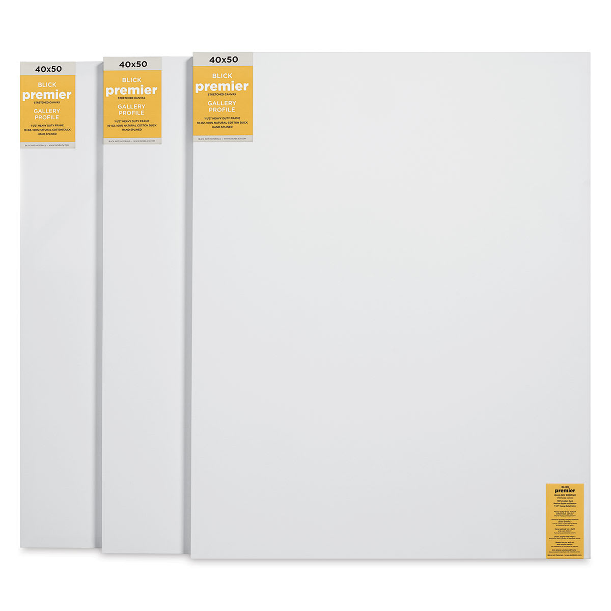 Blick Premier Stretched Cotton Canvas - Gallery Profile, Splined, 40" x 50", Pkg of 3