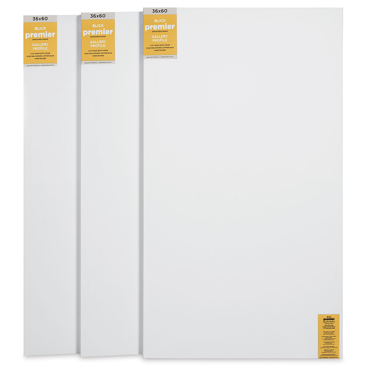 Blick Premier Stretched Cotton Canvas - Gallery Profile, Splined, 36" x 60", Pkg of 3
