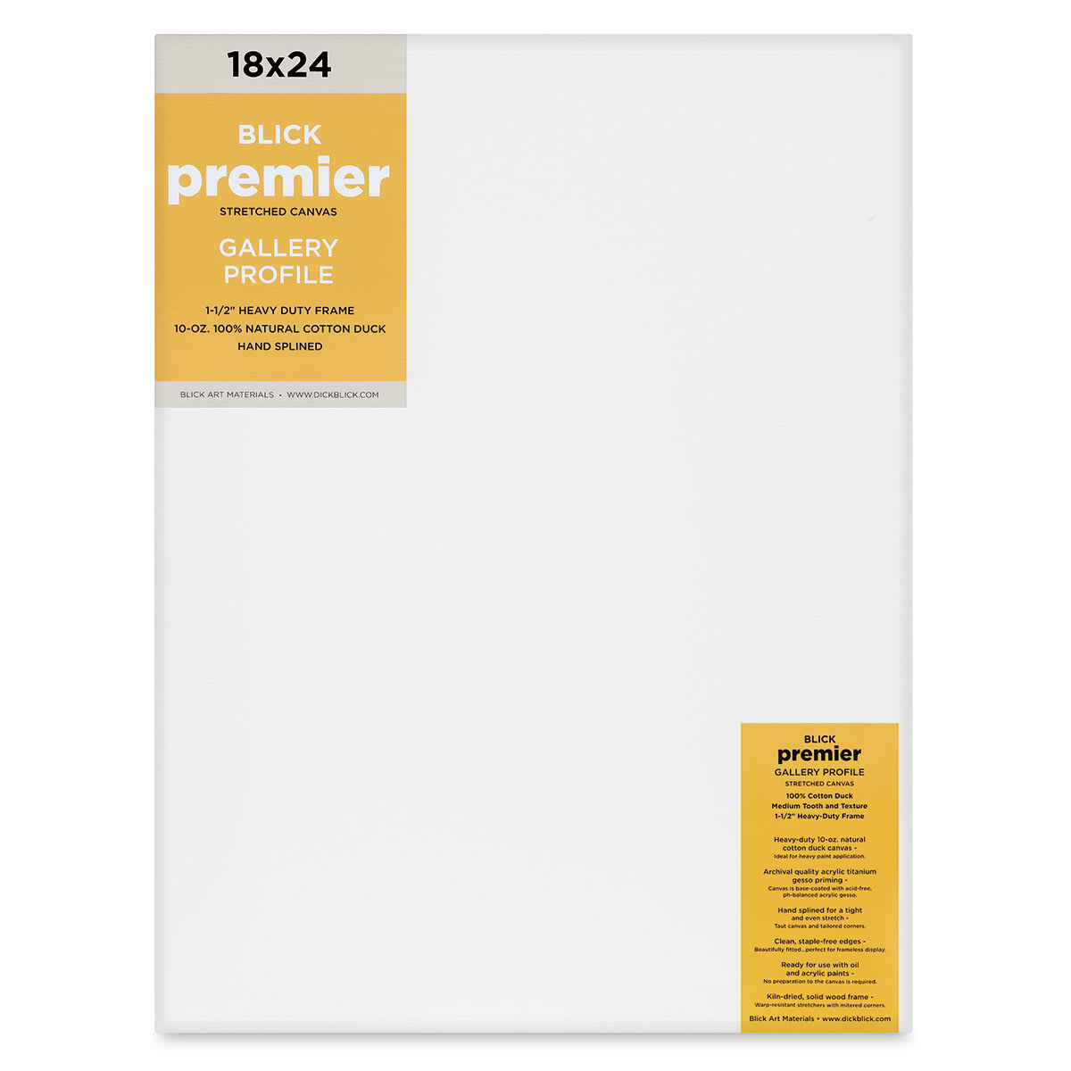 Blick Premier Stretched Cotton Canvas - Gallery Profile, Splined, 18" x 24"