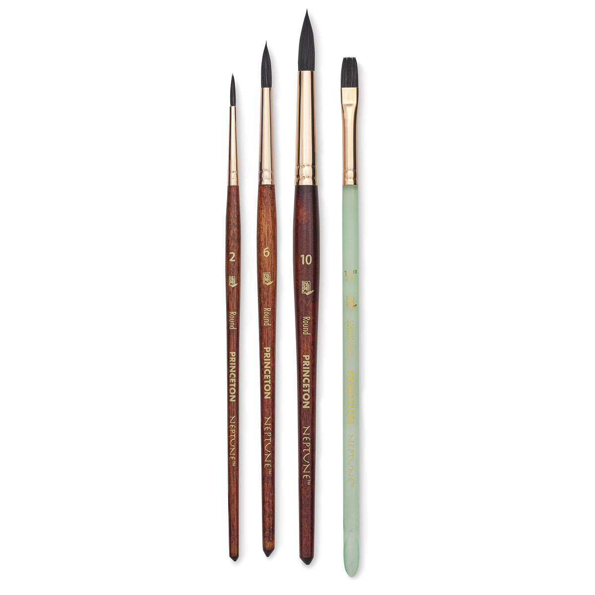 Princeton Neptune Series 4750 Synthetic Squirrel Brushes- *Blick Exclusive* Set of 4, Full view of brushes