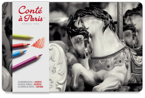 Conté à Paris Pastel Pencil Set - Set of 24, Assorted Colors, Tin