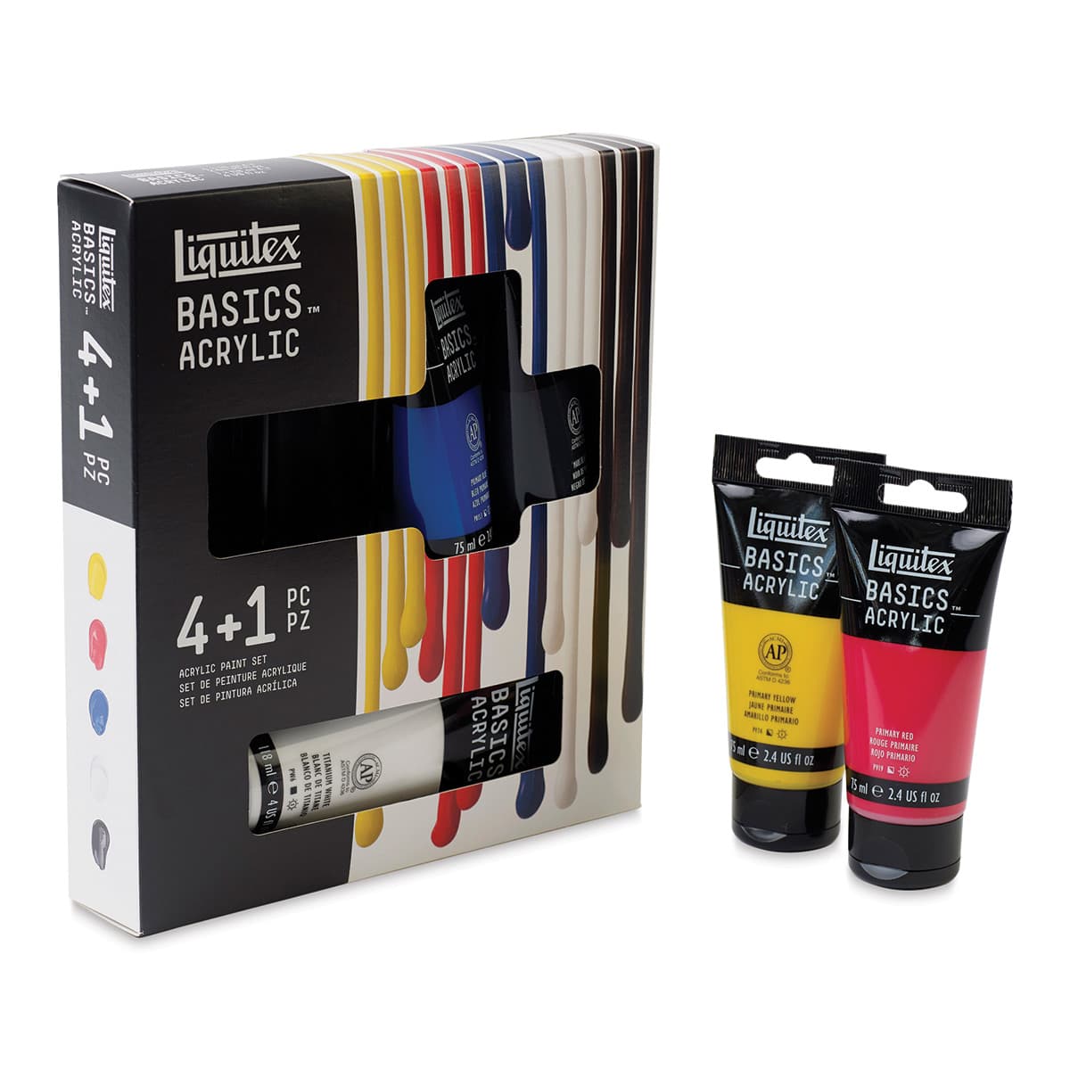 Liquitex Basics Acrylic Paints - Set of 5, Primary Colors, 75 ml