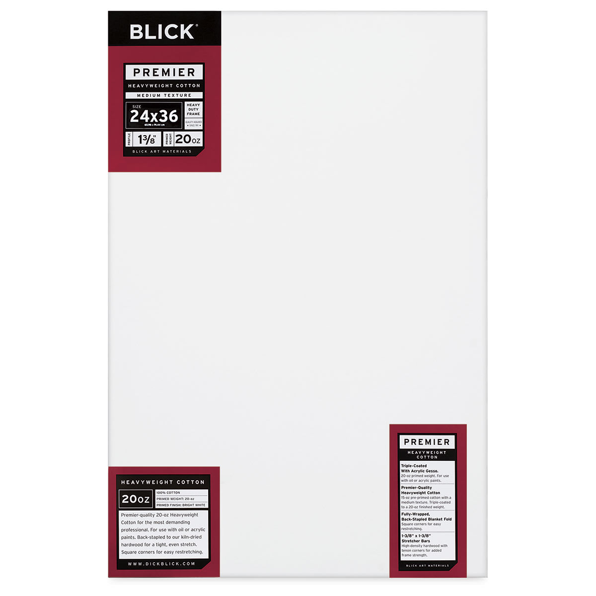 Blick Premier Heavyweight Stretched Cotton Canvas - 24" x 36", 1-3/8" Profile